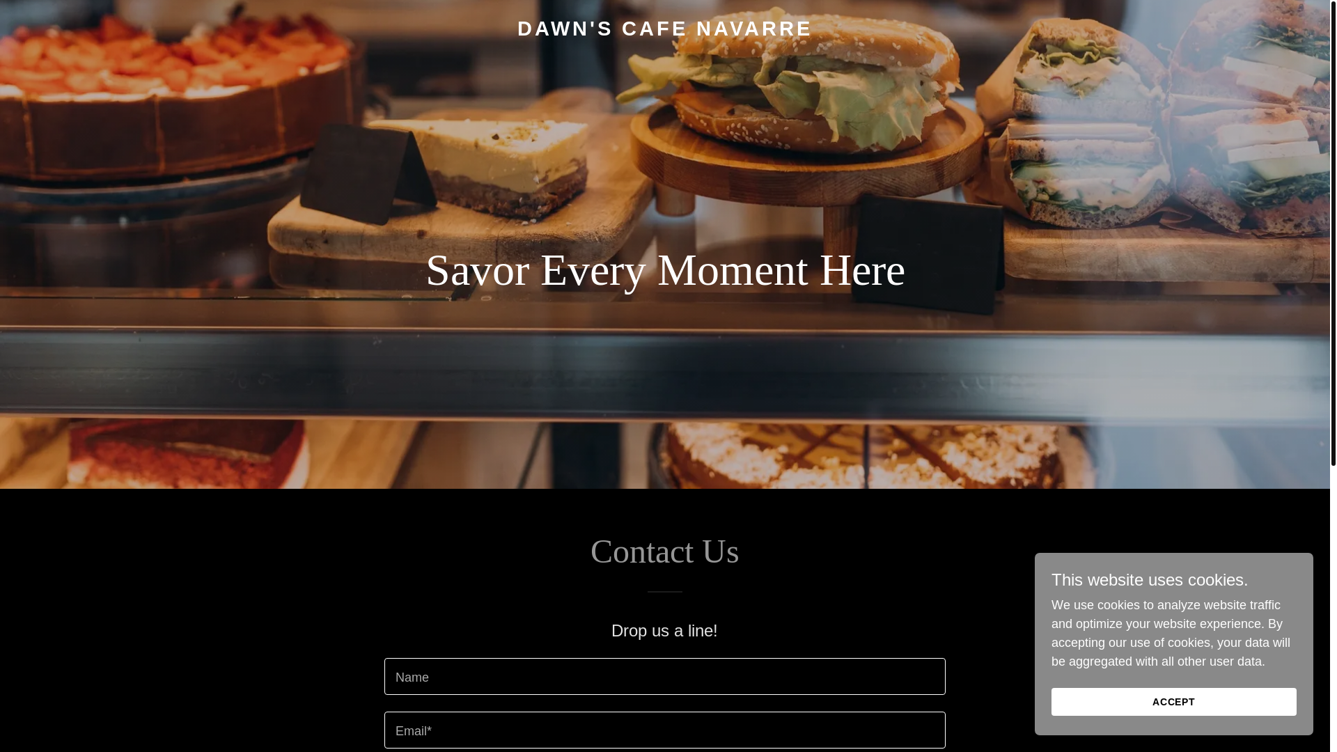 website screenshot of https://dawnscafenavarre.com/