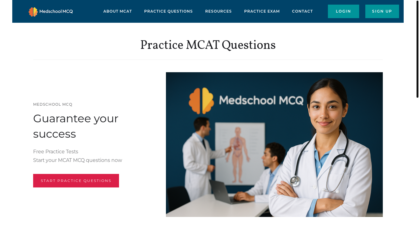 website screenshot of https://medschoolmcq.com/