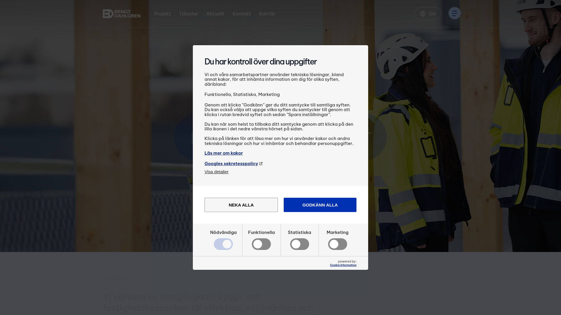 website screenshot of https://bengtdahlgrens.se/