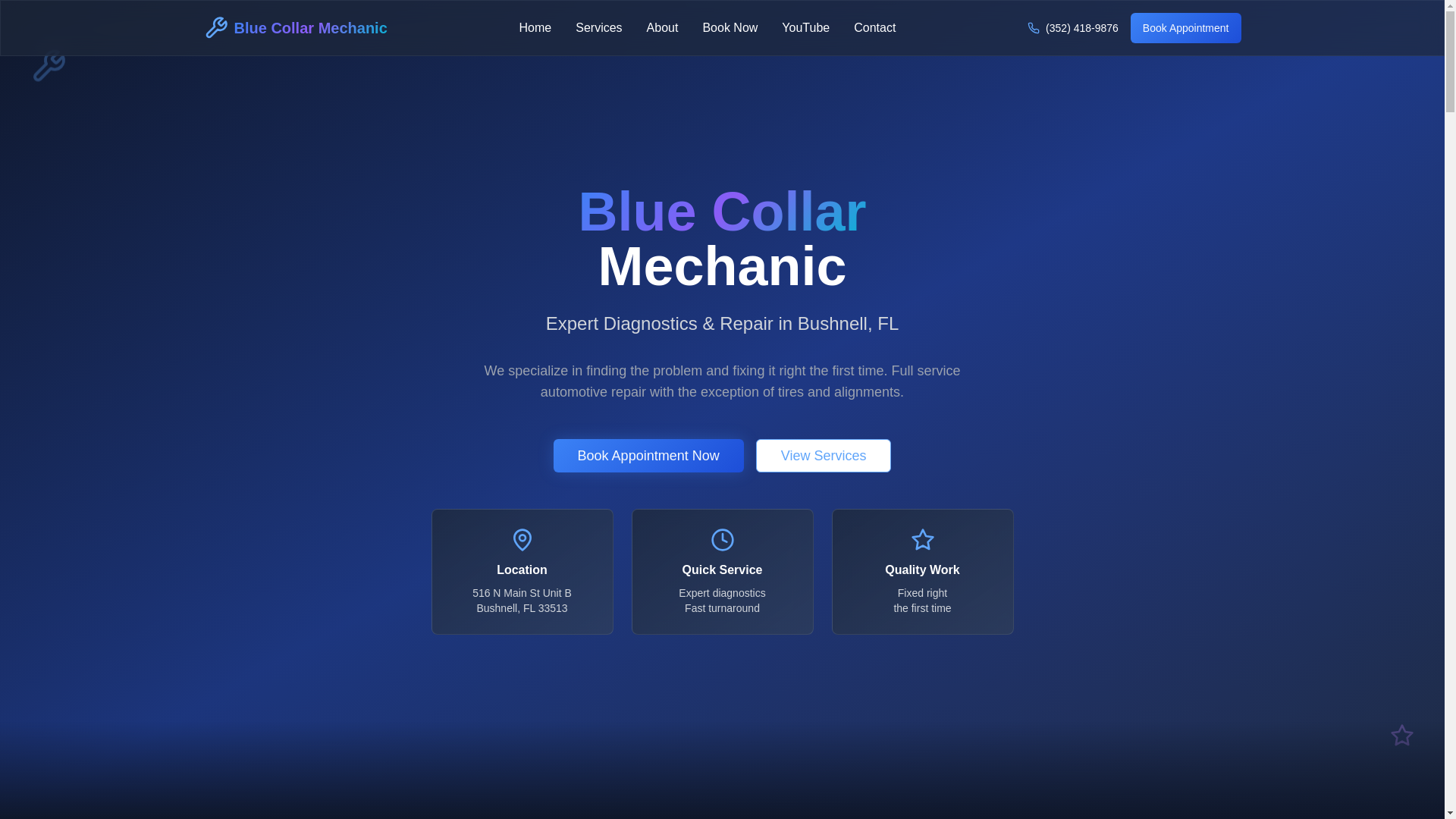 website screenshot of https://bluecollarmechanic.shop/