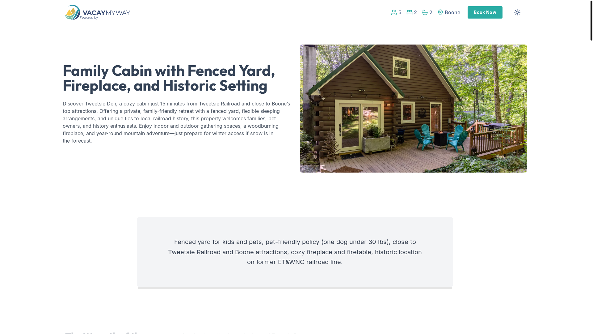 website screenshot of https://boonehillside.house/