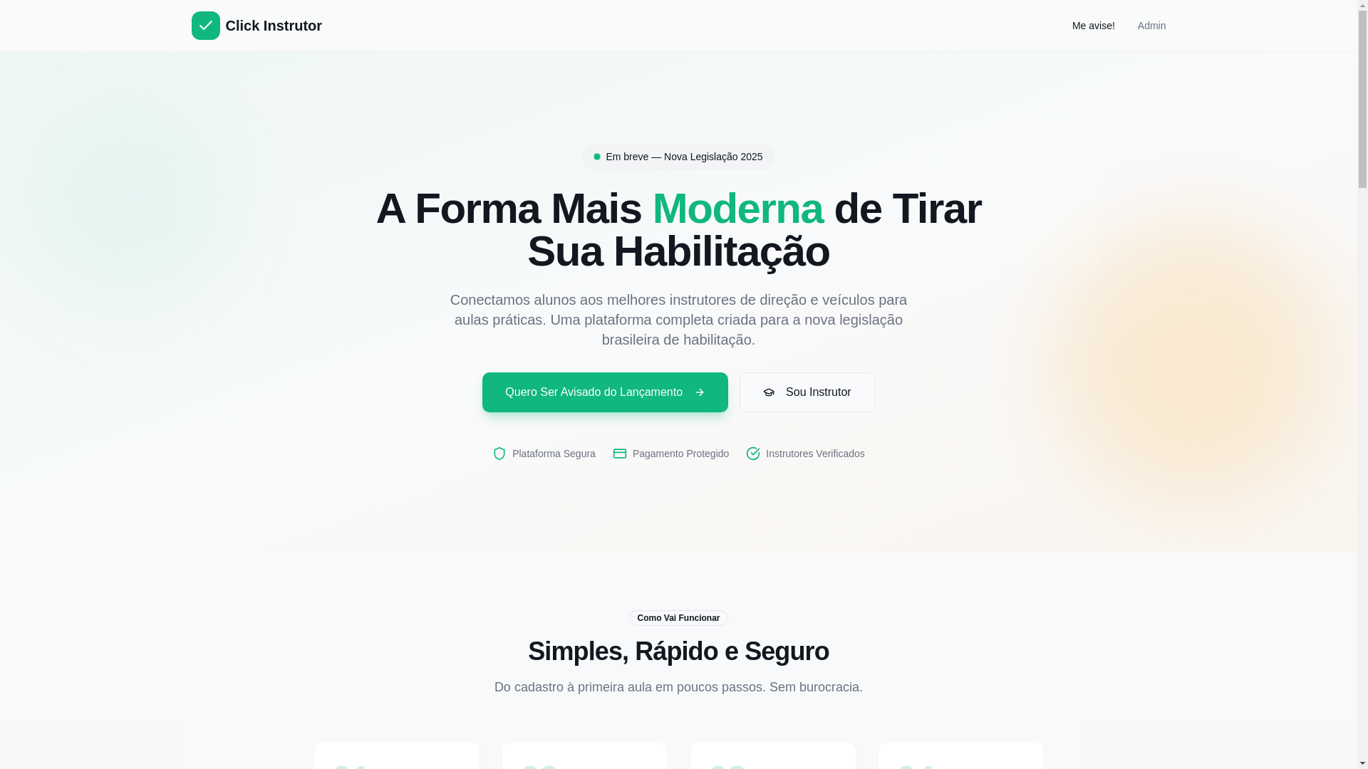 website screenshot of https://clickinstrutor.com.br/