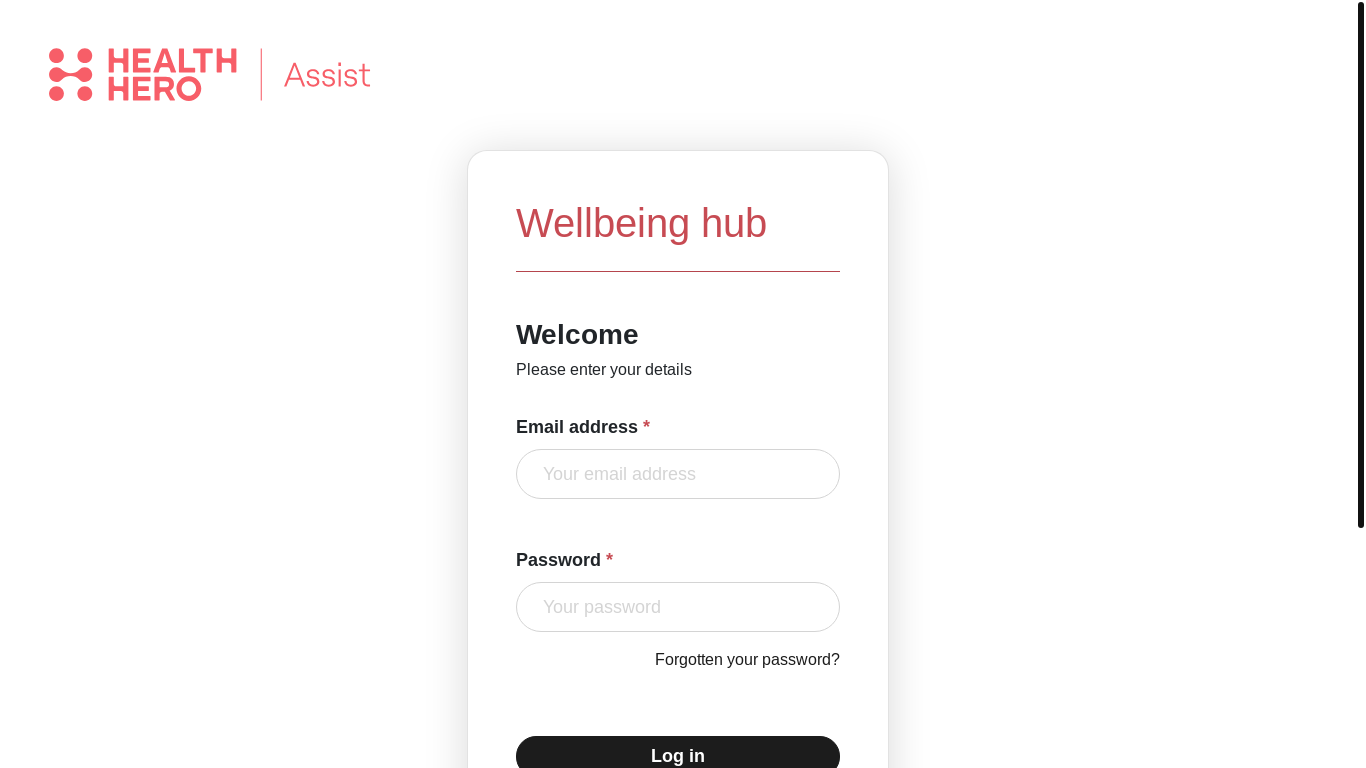 website screenshot of https://wellbeing.hub.healthhero.com/