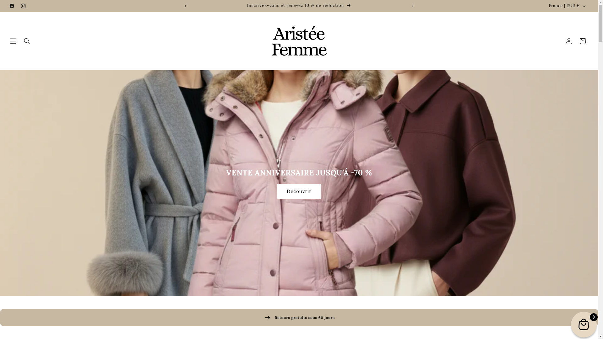 website screenshot of https://aristeefemme.fr/