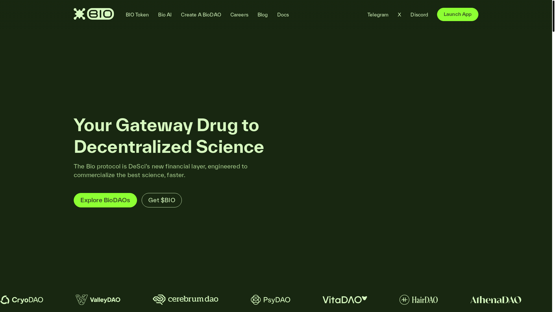 website screenshot of https://bioxyz.app/