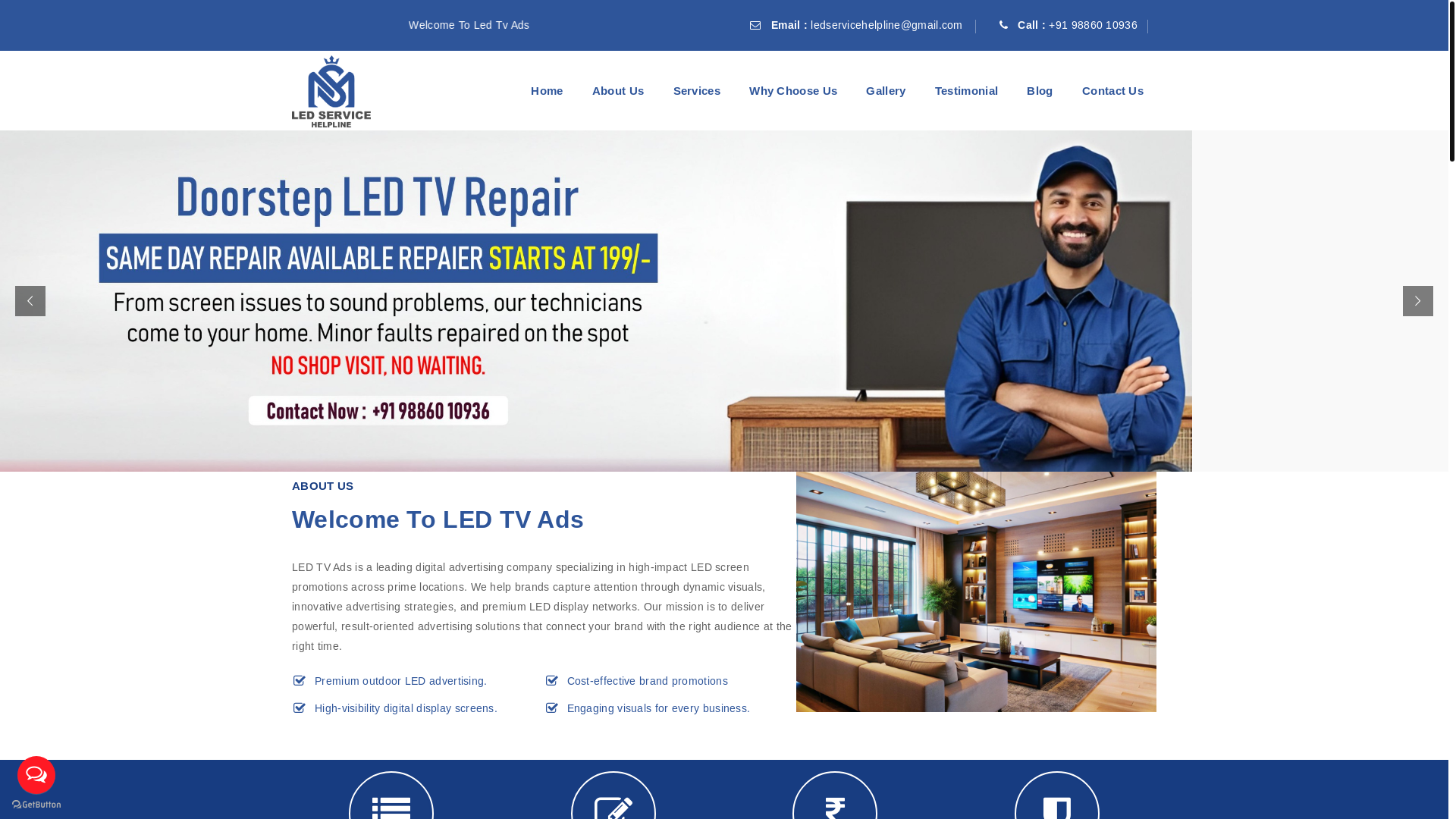 website screenshot of https://ledservicehelpline.in/