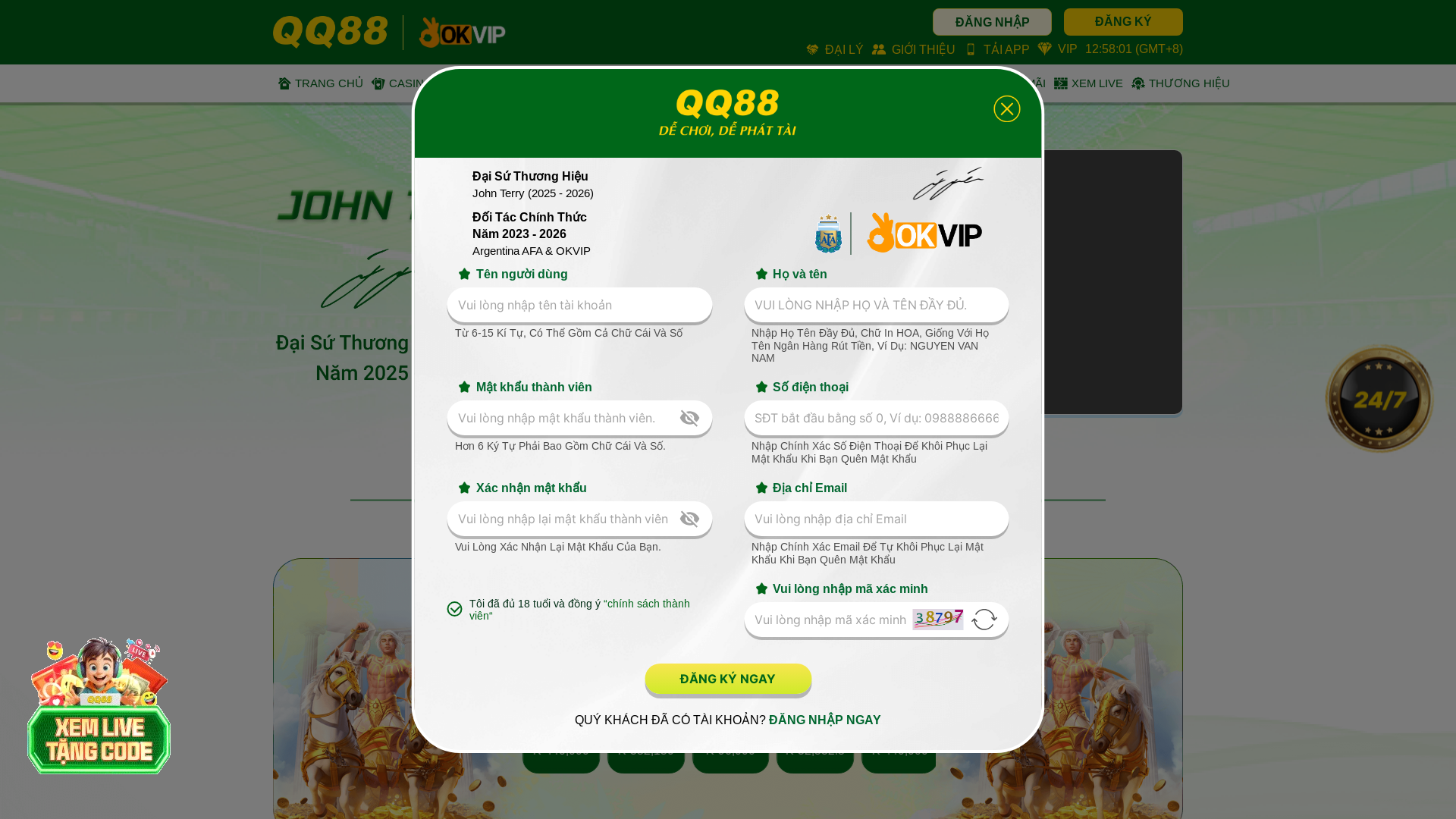 website screenshot of https://qq88locphat.com/
