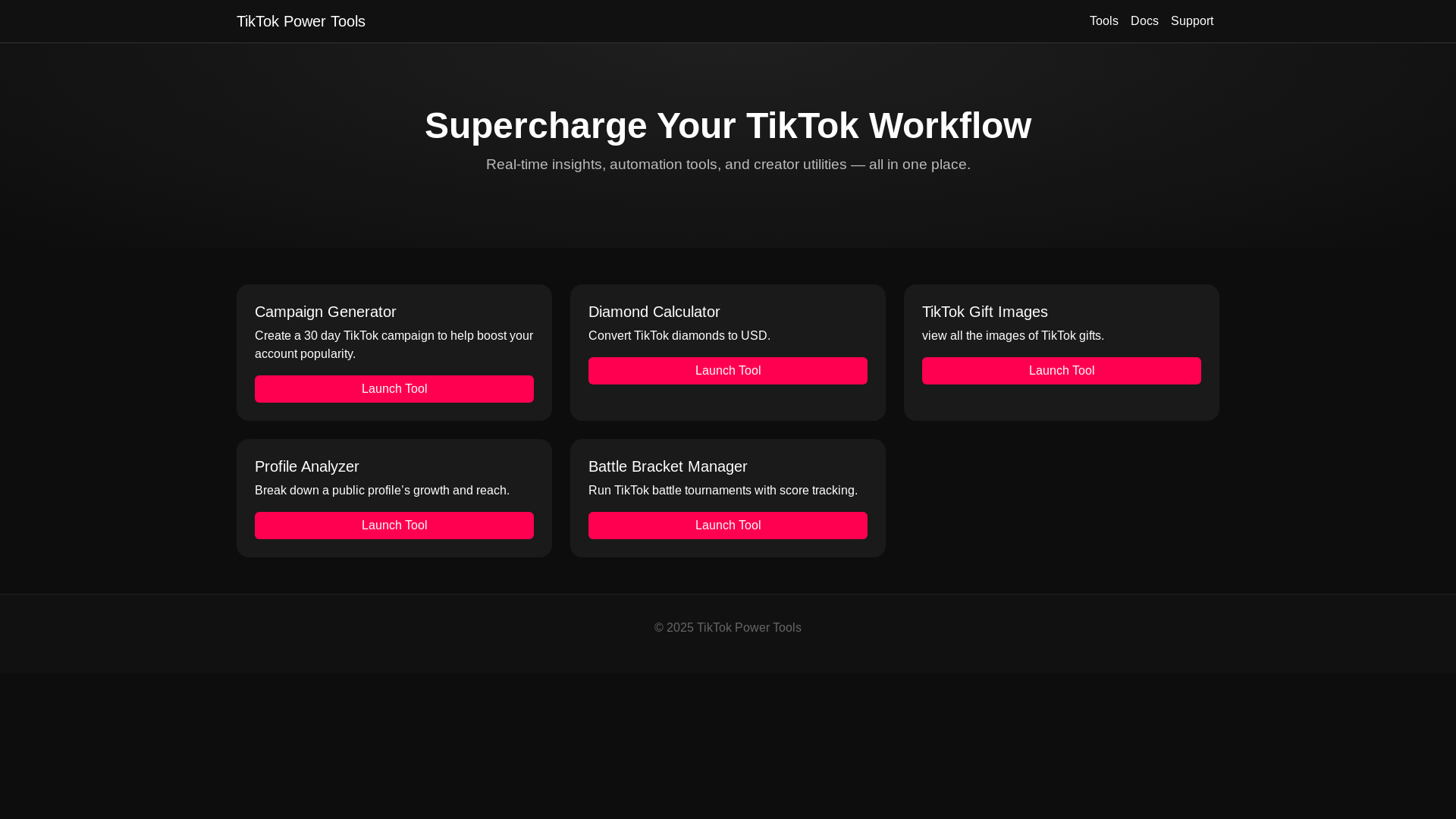 website screenshot of https://tiktokpowertools.com/