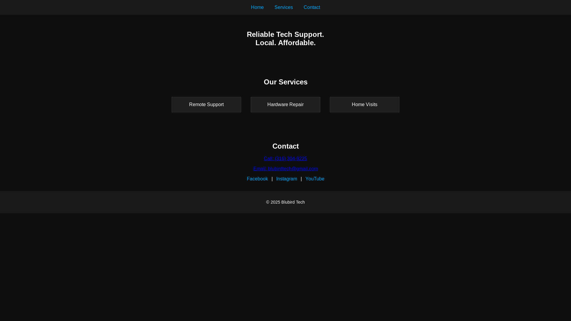 website screenshot of https://blubirdtech.pages.dev/