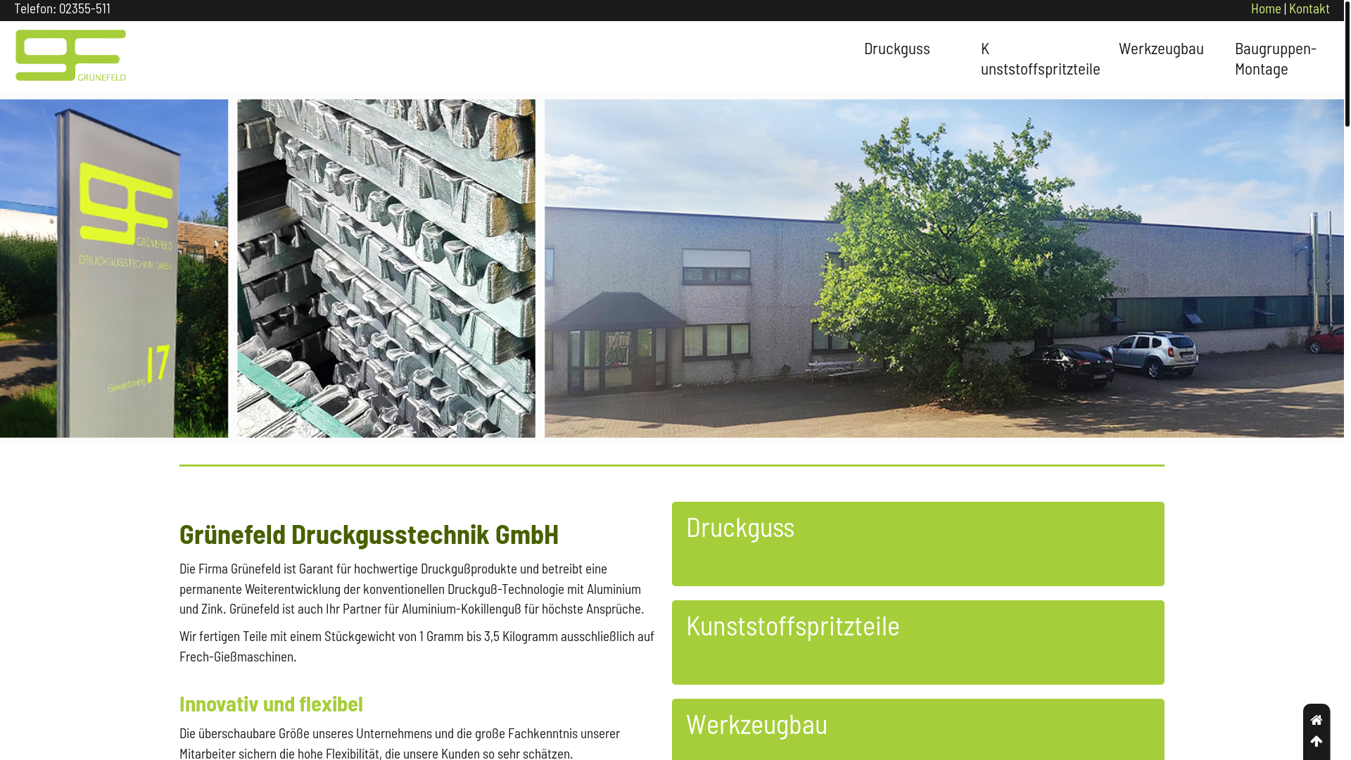website screenshot of https://gruenefeld-druckguss.de/