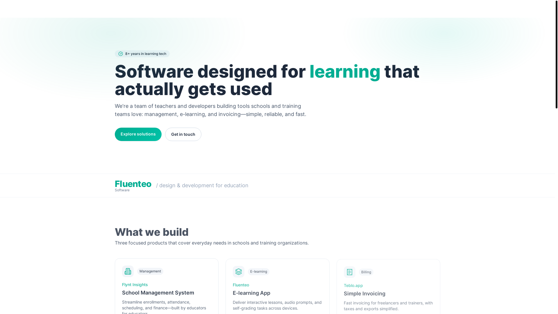 website screenshot of https://fluenteo-site.pages.dev/