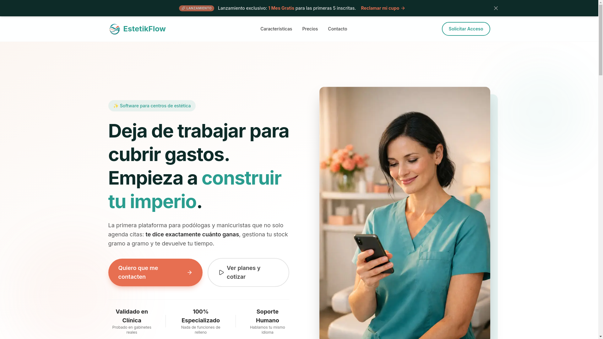 website screenshot of https://estetikflow.cl/