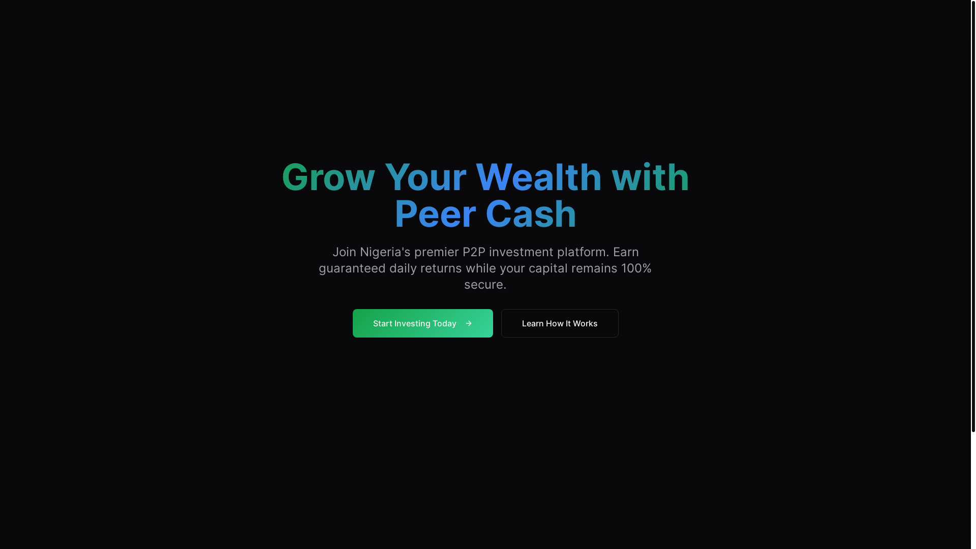 website screenshot of https://peercash.online/