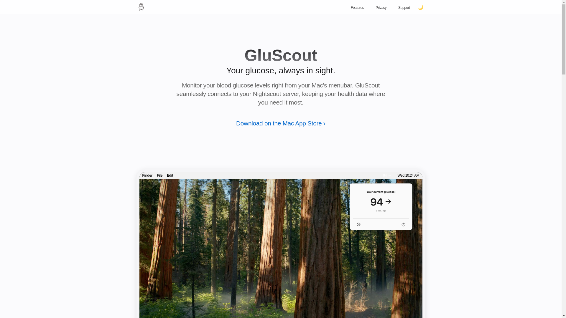 website screenshot of https://gluscout-landing-page.pages.dev/