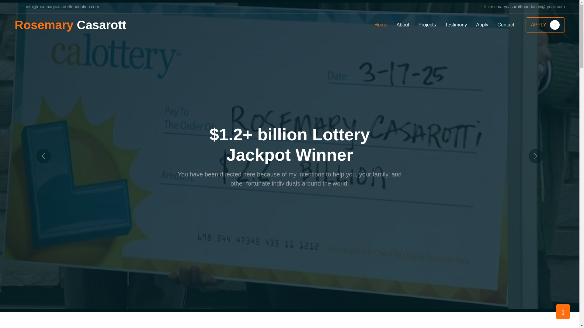 website screenshot of https://rosemarycasarottfoundation.com/