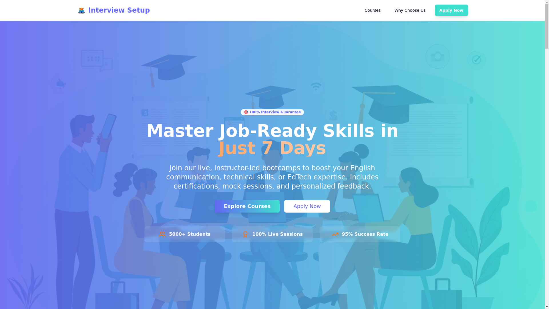 website screenshot of https://interviewsetup.in/