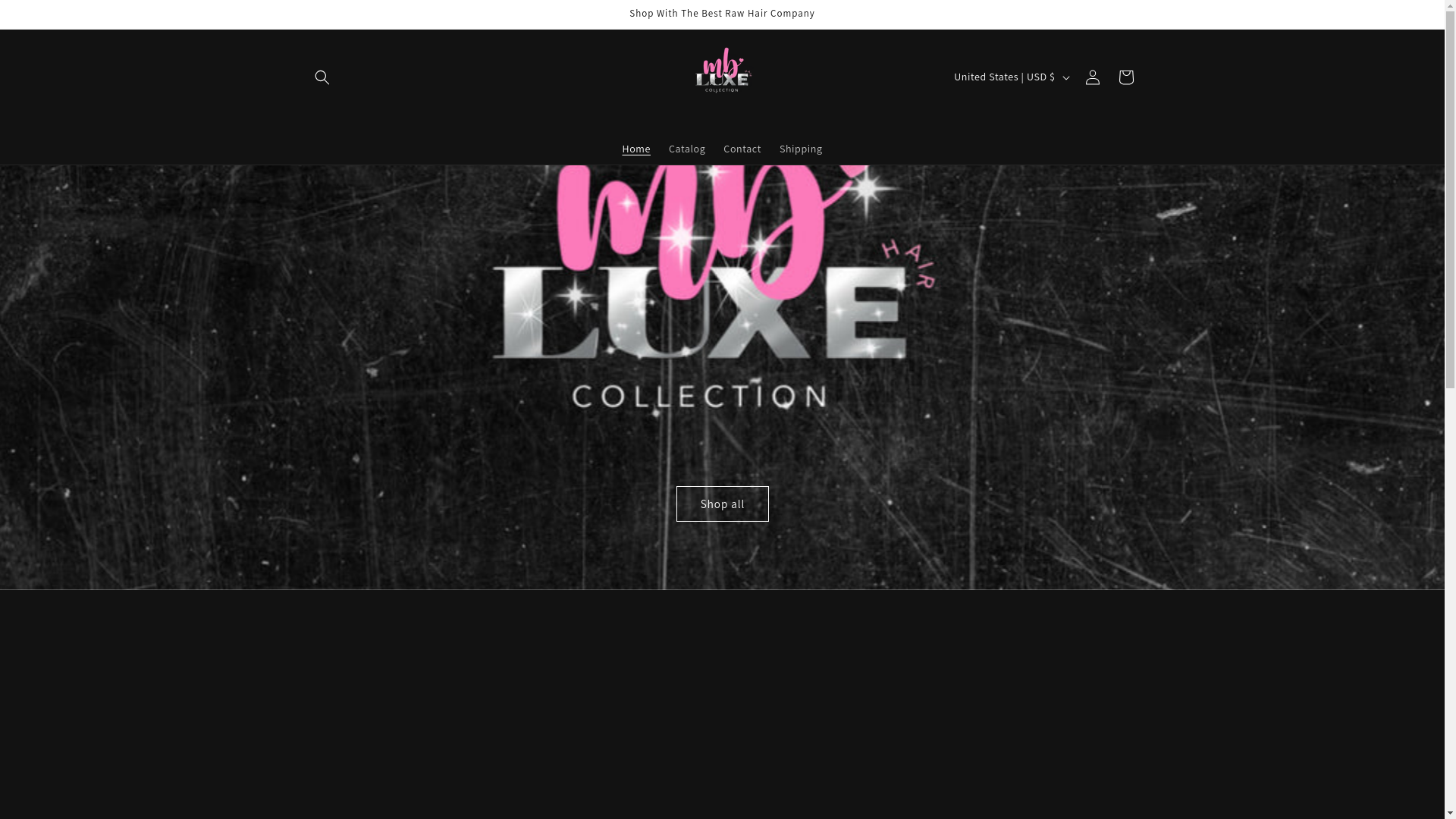 website screenshot of https://mbluxehaircollection.com/