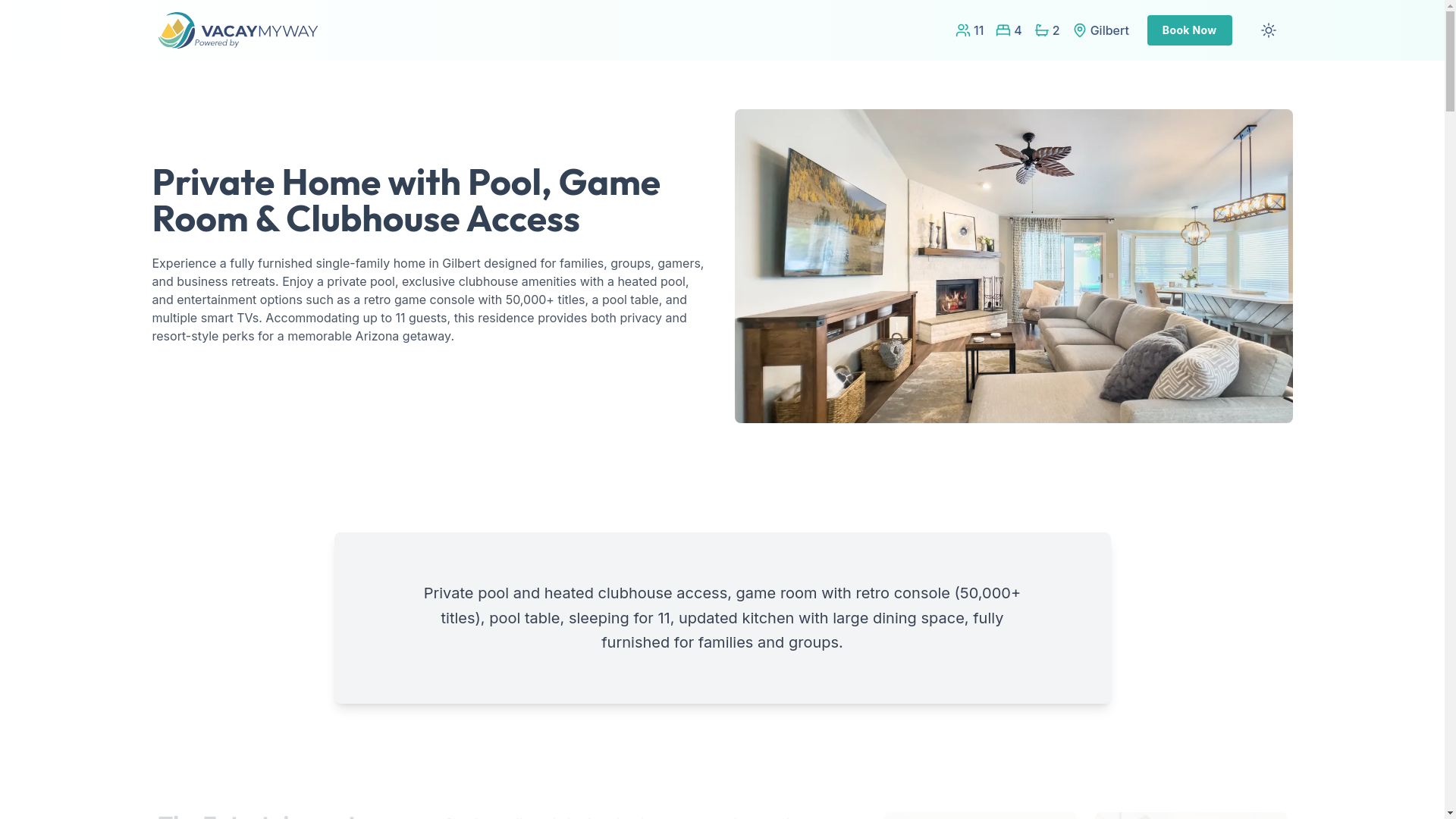 website screenshot of https://serenevalvista.vacations/