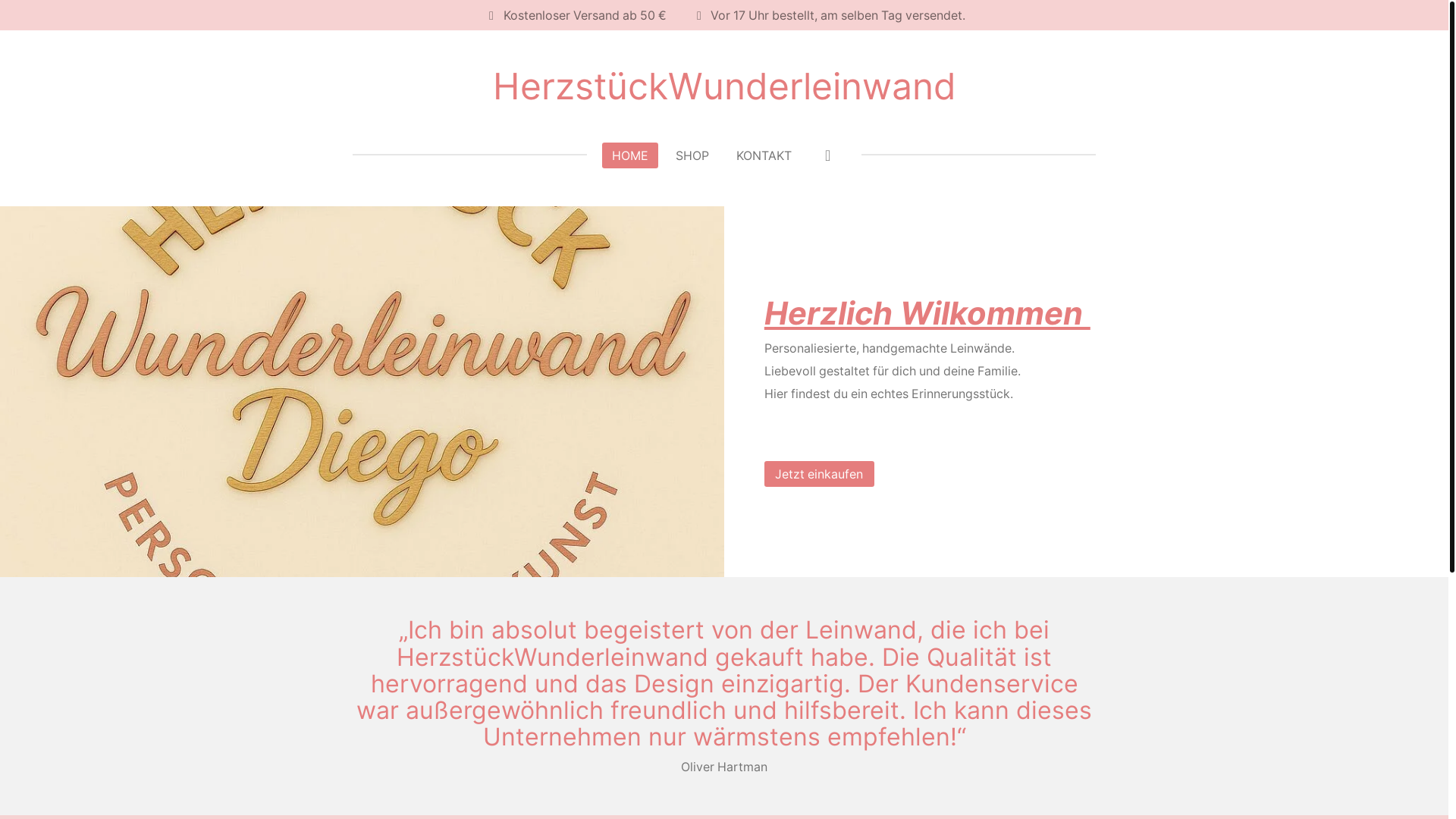 website screenshot of https://herzstueckwunderleinwand.de/