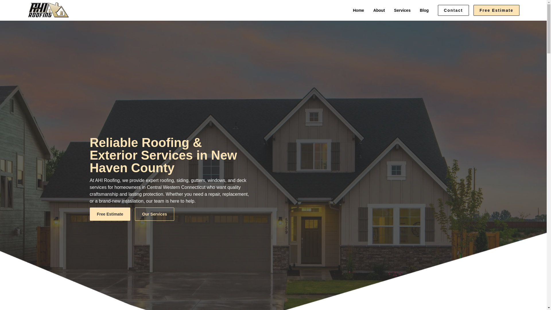 website screenshot of https://ahiroofingct.com/