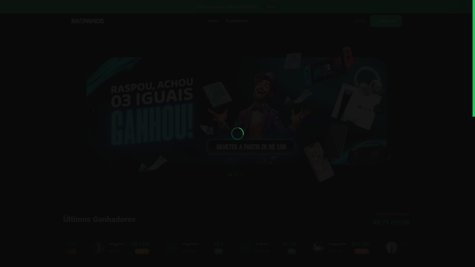website screenshot of https://raspadalucrativa.com/