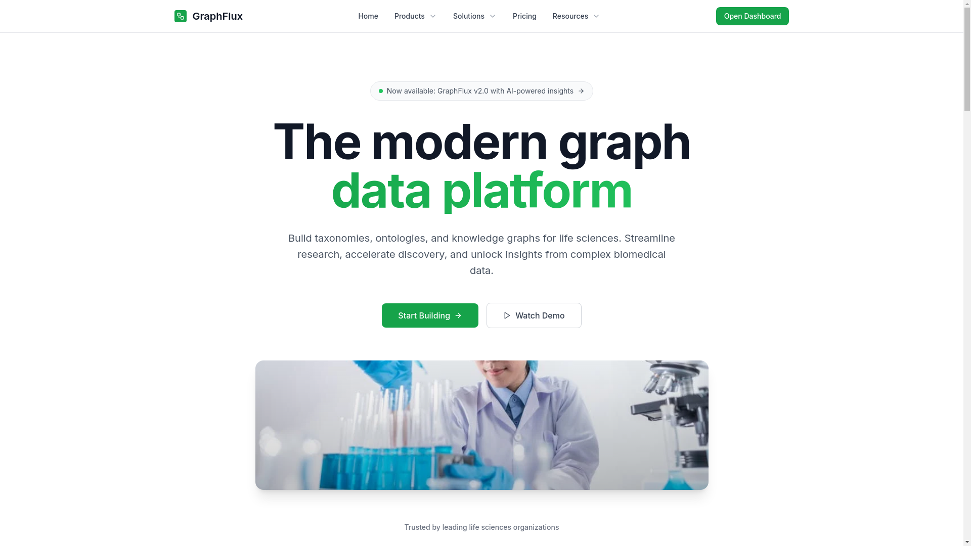 website screenshot of https://graphflux-website.pages.dev/