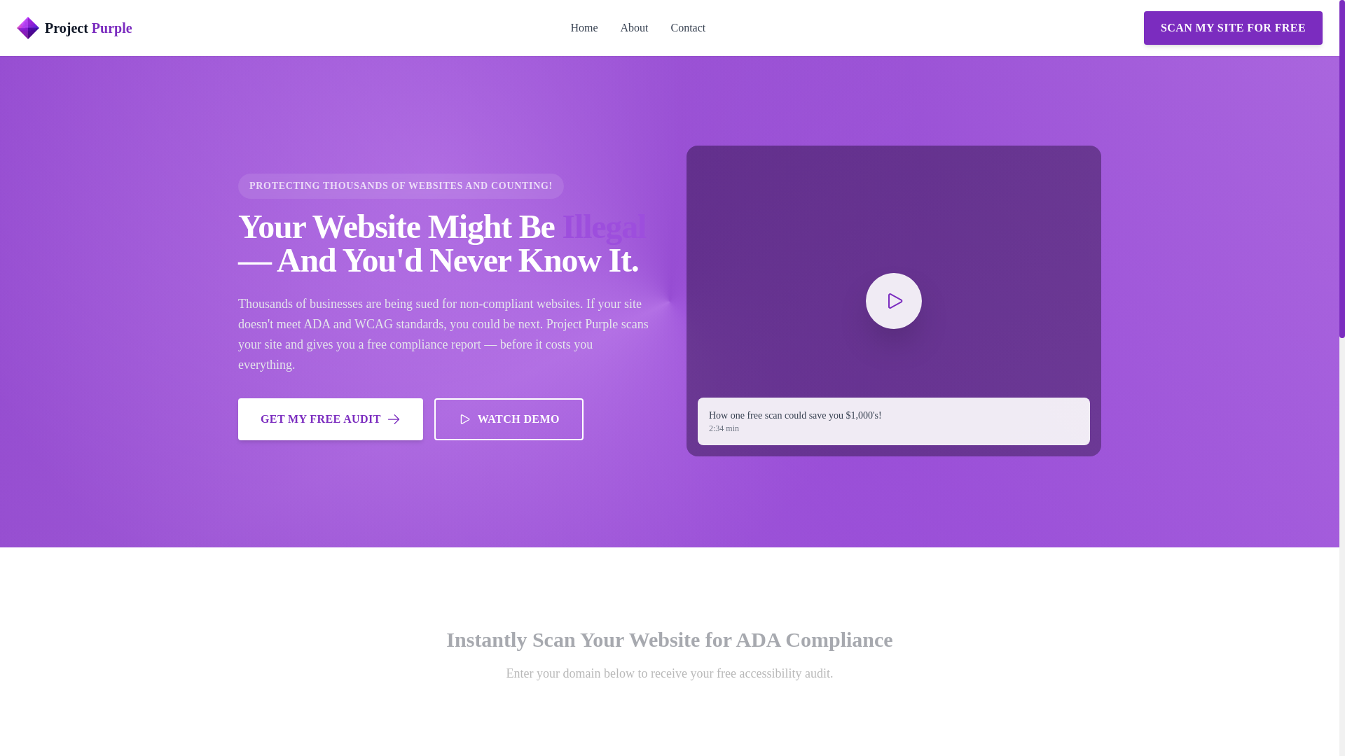 website screenshot of https://projectpurple.io/