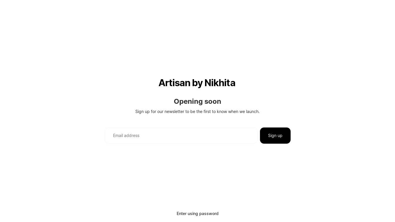 website screenshot of https://artisanbynikhita.com/