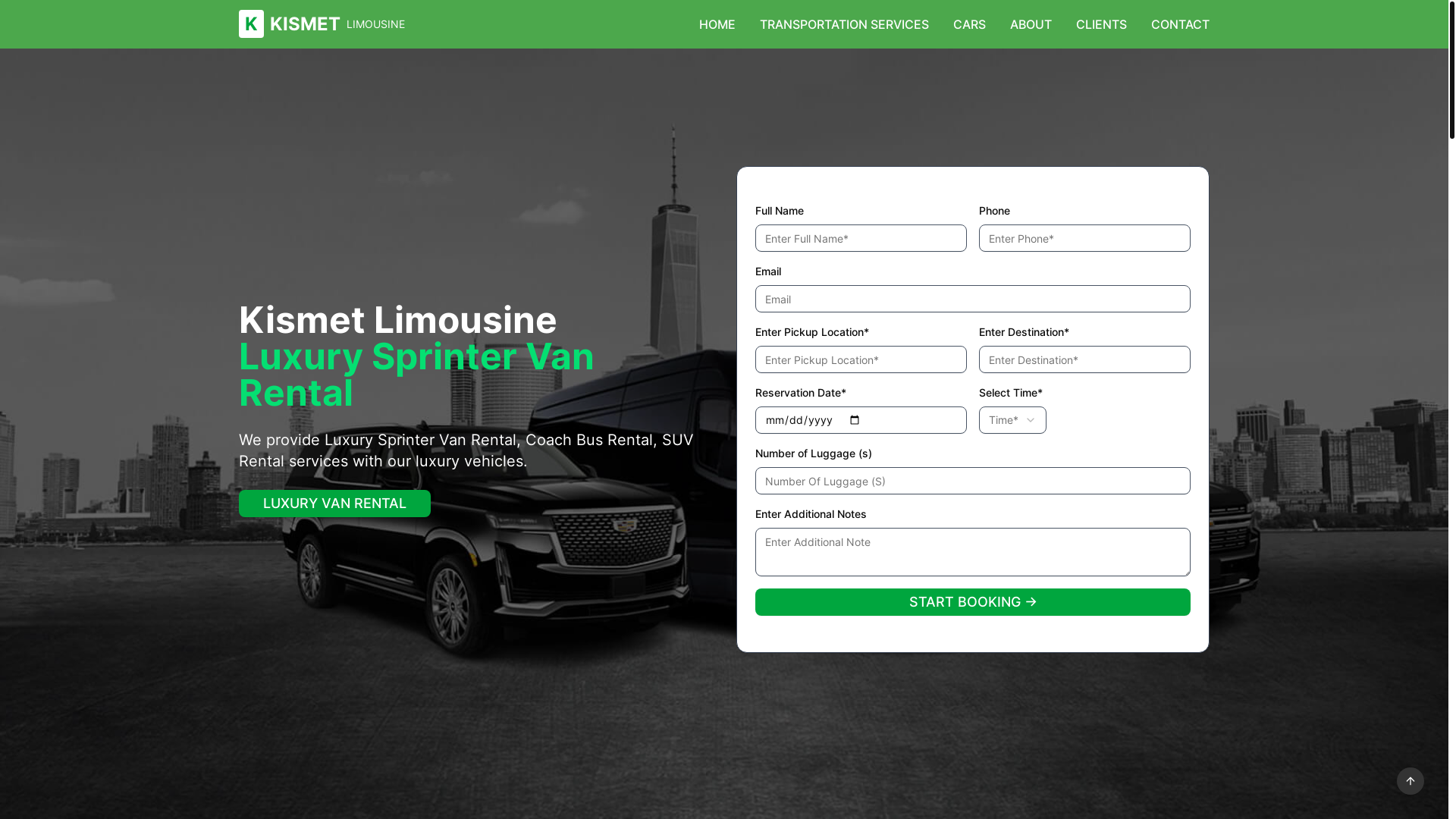 website screenshot of https://sprinterrentalnyc.net/