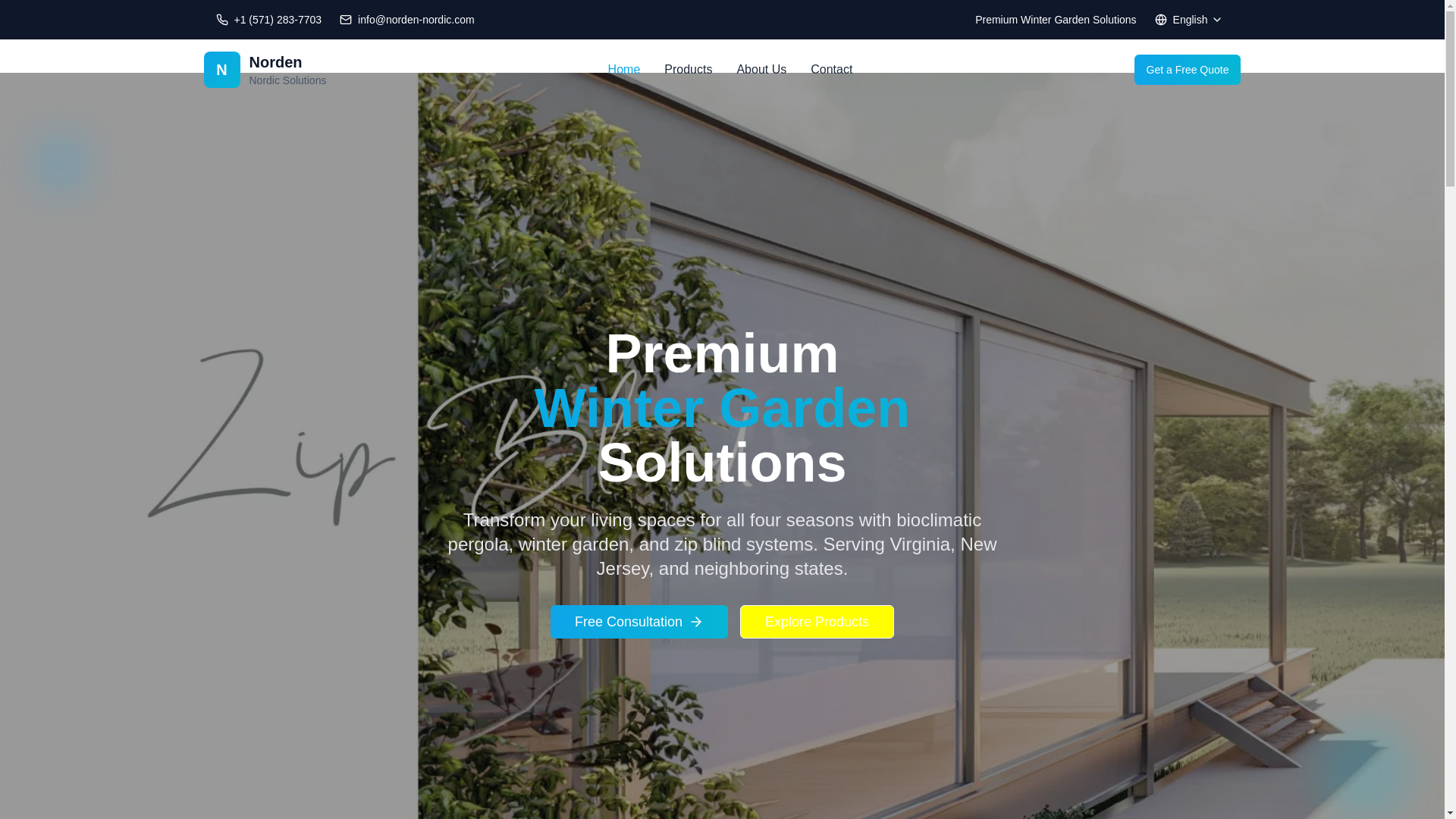 website screenshot of https://norden-nordic-wintergarden.com/
