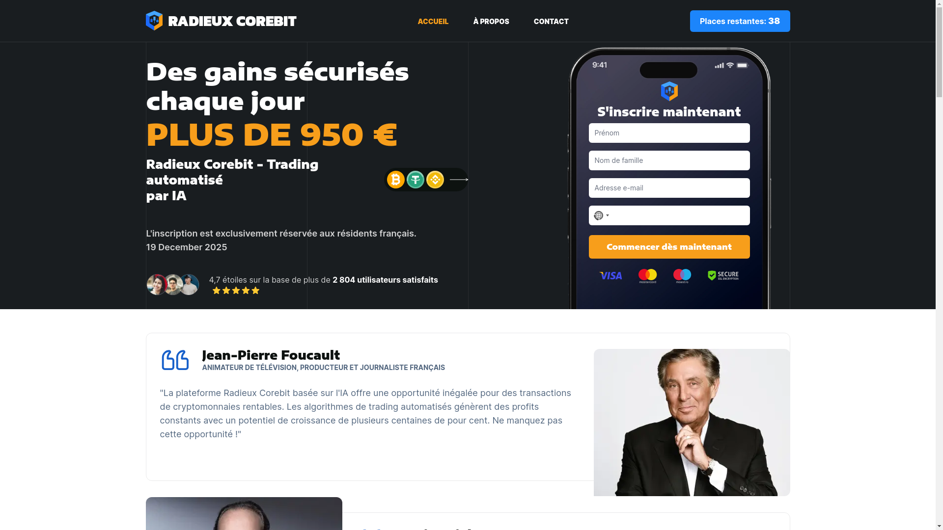 website screenshot of http://radieuxcorebit.com