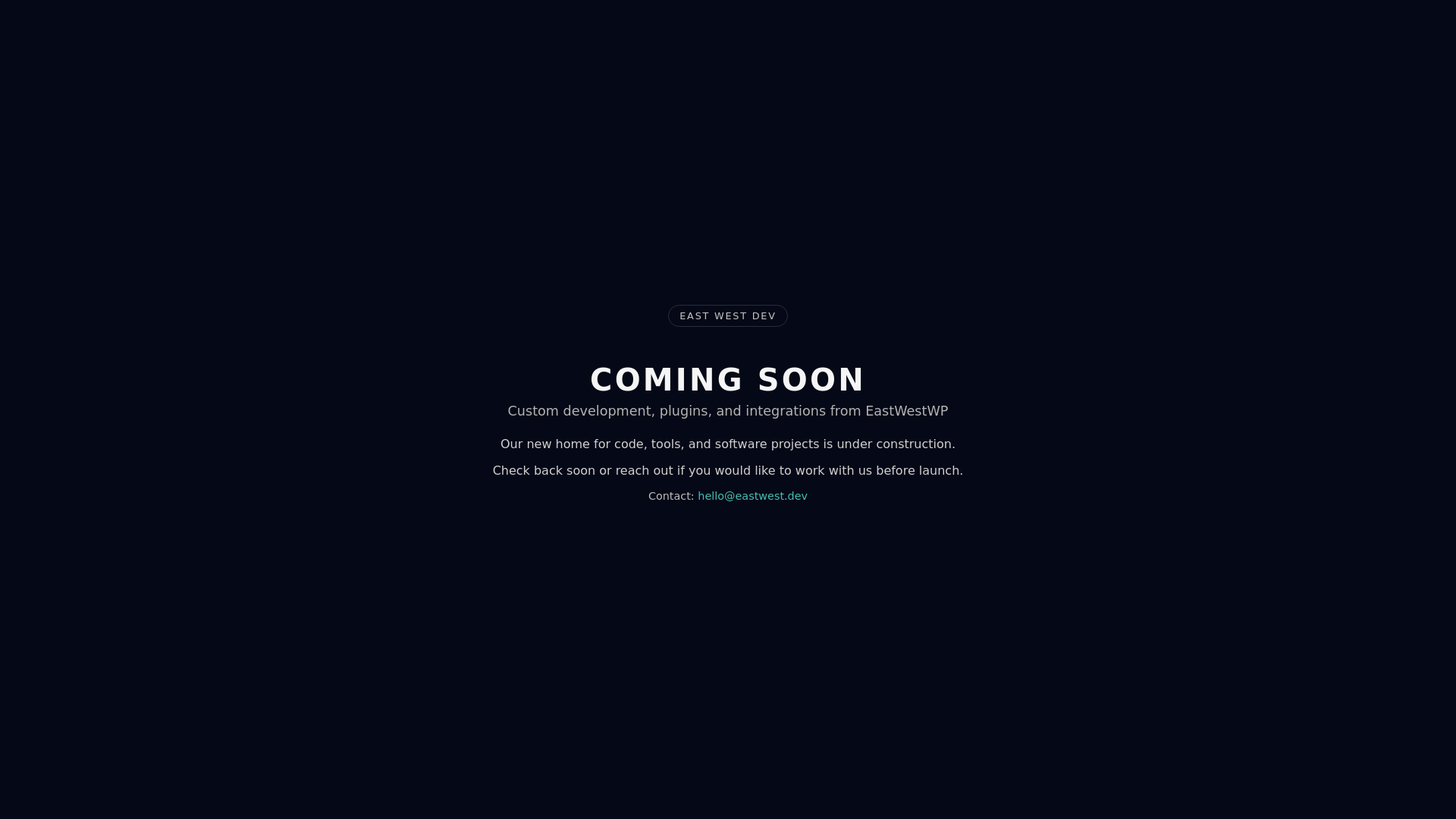 website screenshot of https://eastwest.dev/