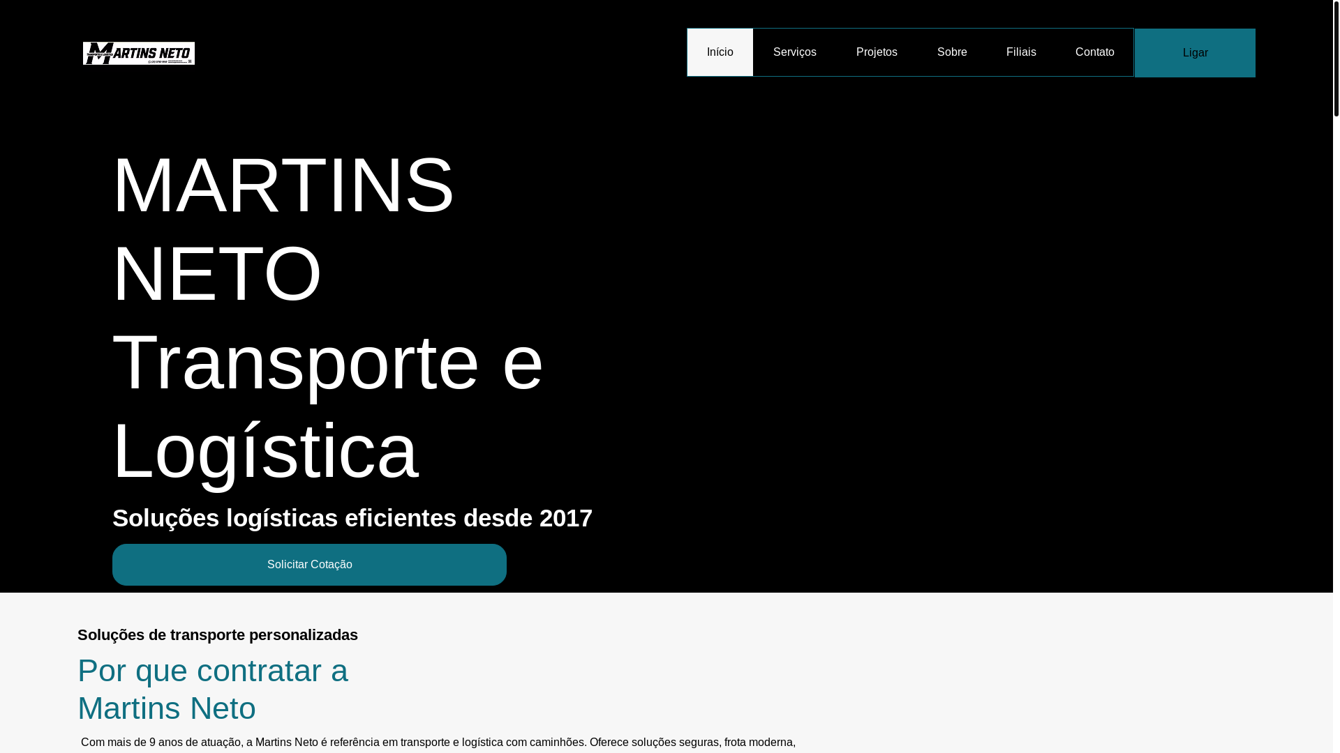 website screenshot of https://martinsnetotransportes.com.br/