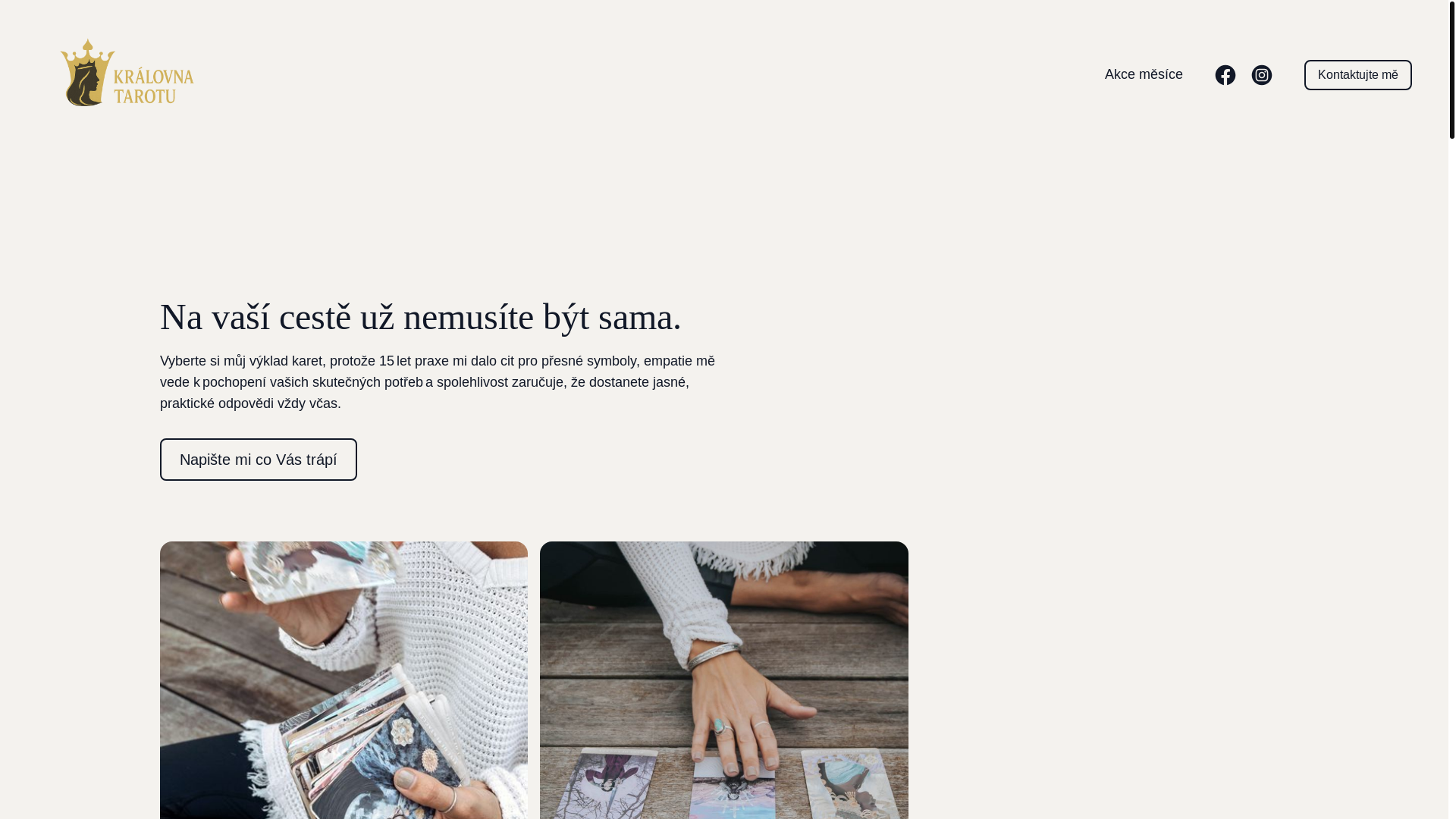 website screenshot of https://kralovnatarotu.cz/