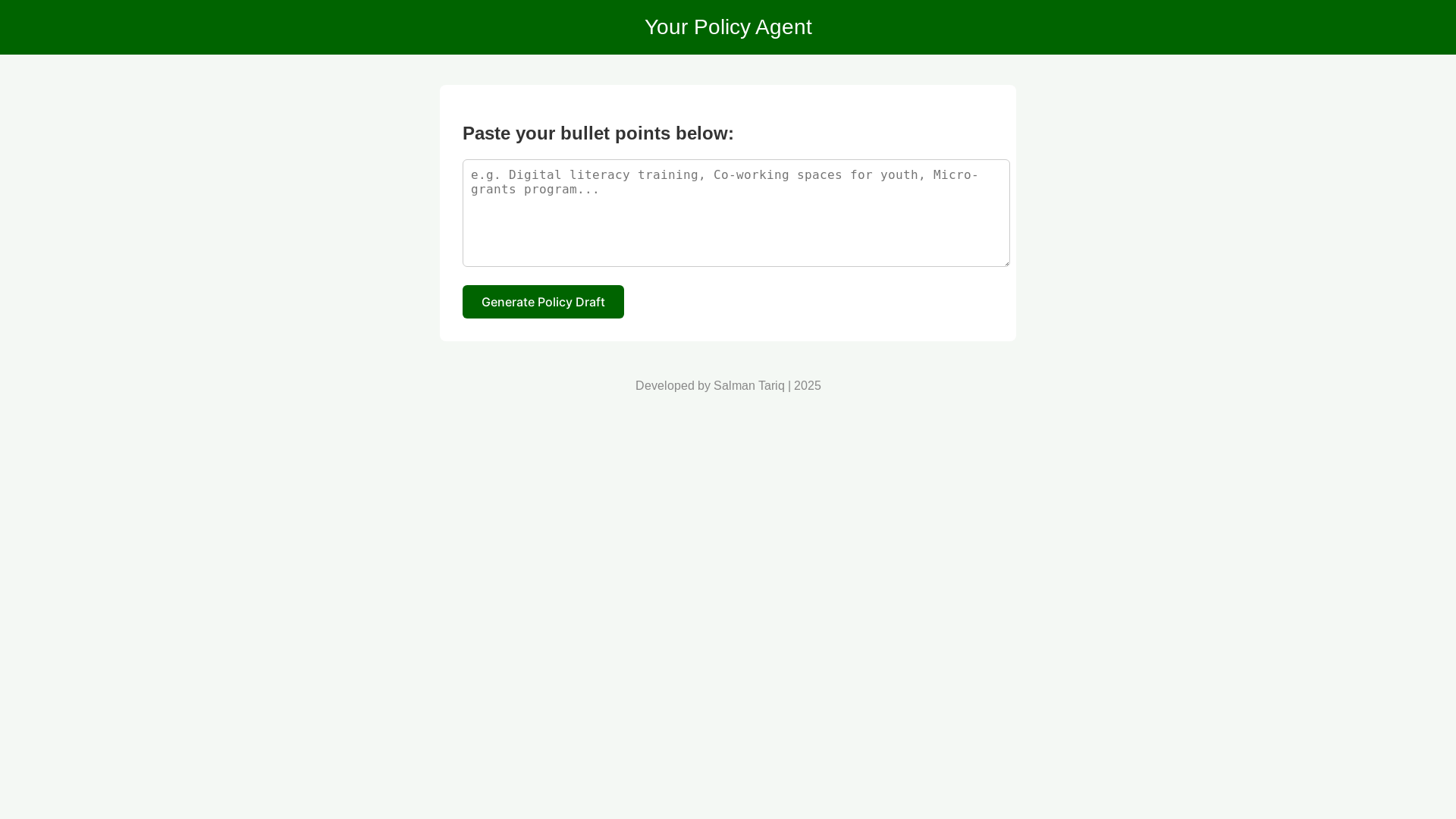 website screenshot of https://policy-agent.pages.dev/