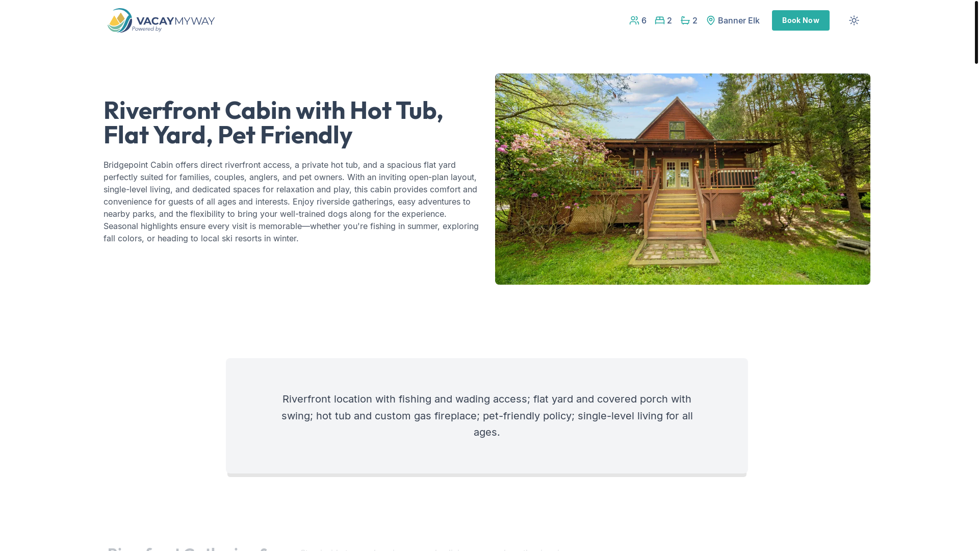 website screenshot of https://serenewatauga.vacations/