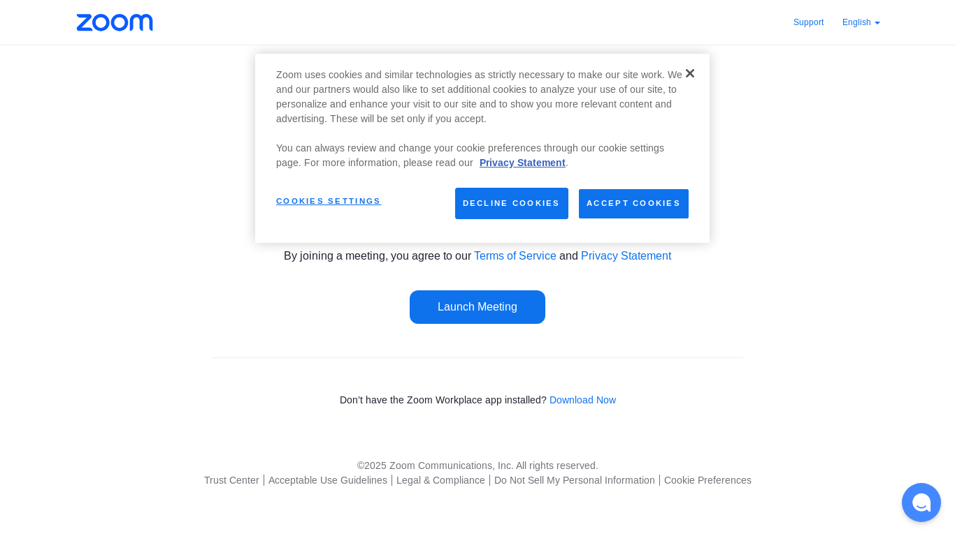 website screenshot of https://seiu-org.zoom.us/j/95238301716?jst=2#success