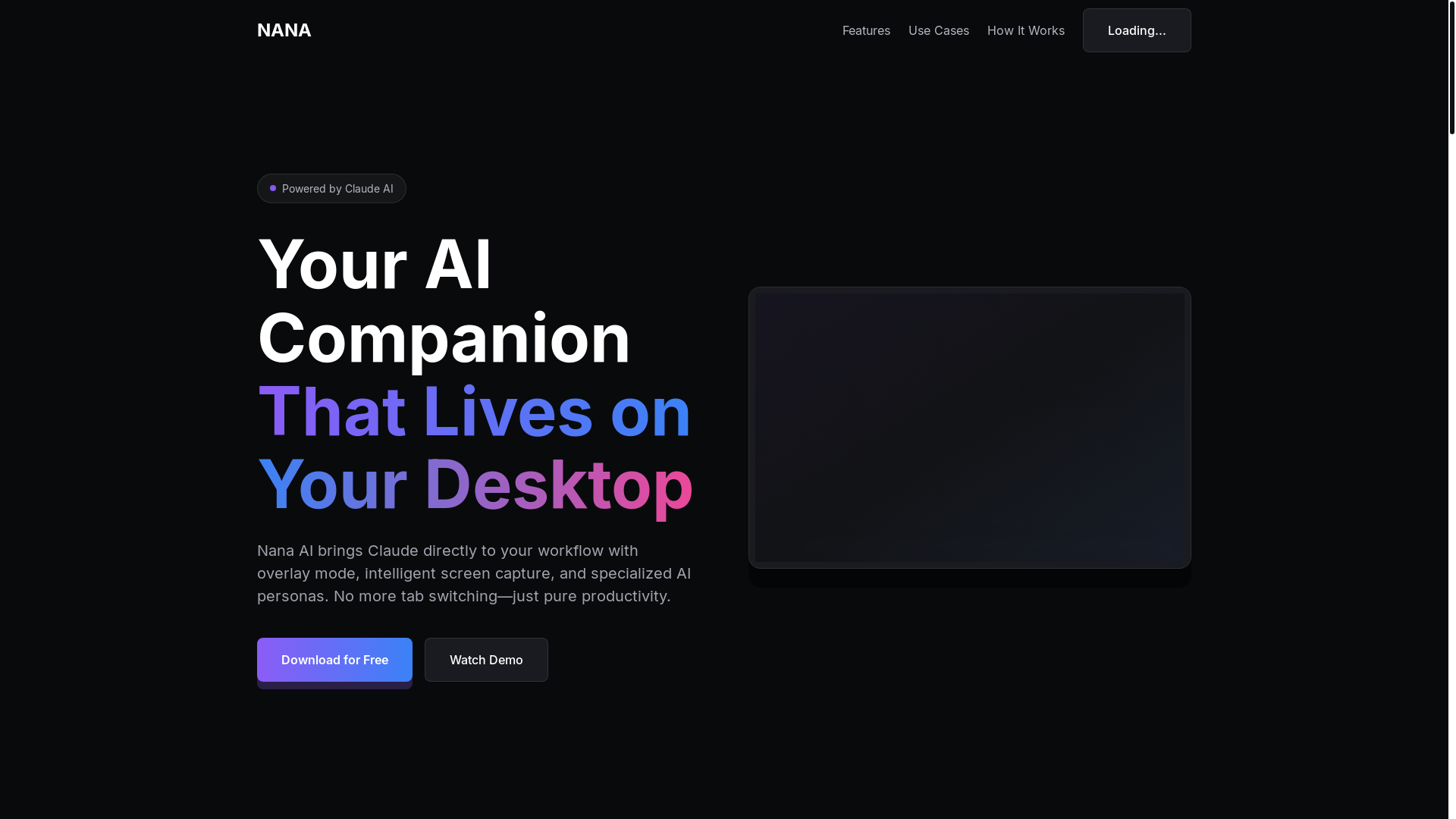 website screenshot of https://asknana.ai/