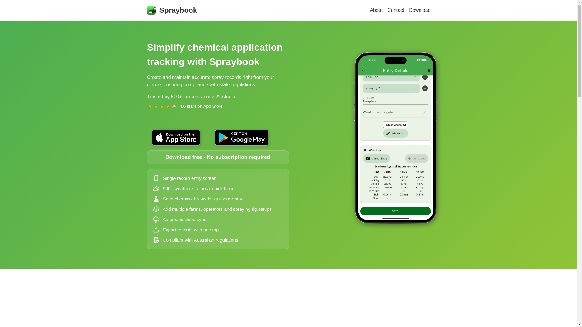 website screenshot of https://spraybook.pages.dev/