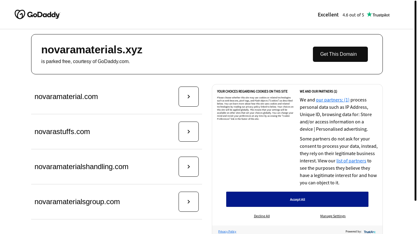 website screenshot of https://novaramaterials.xyz/