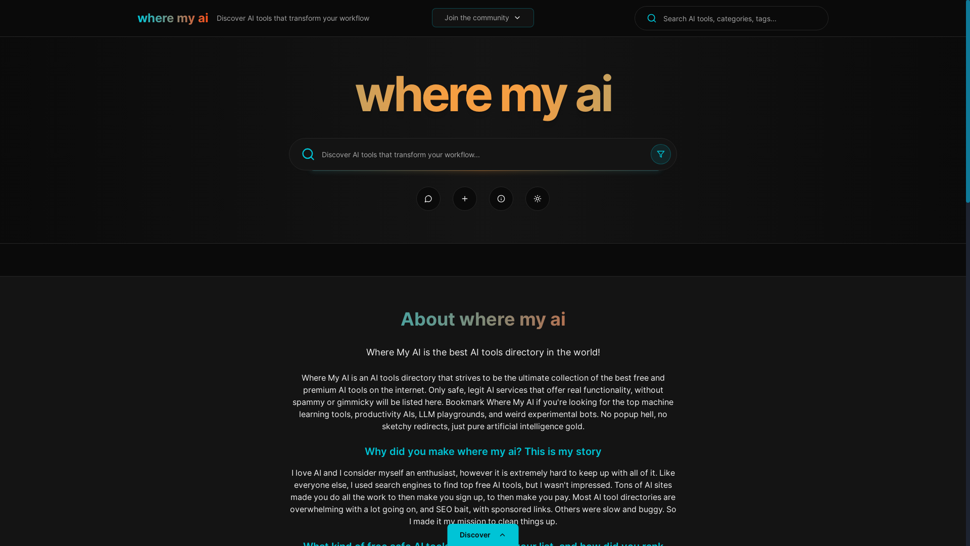 website screenshot of https://wheremyai.com/