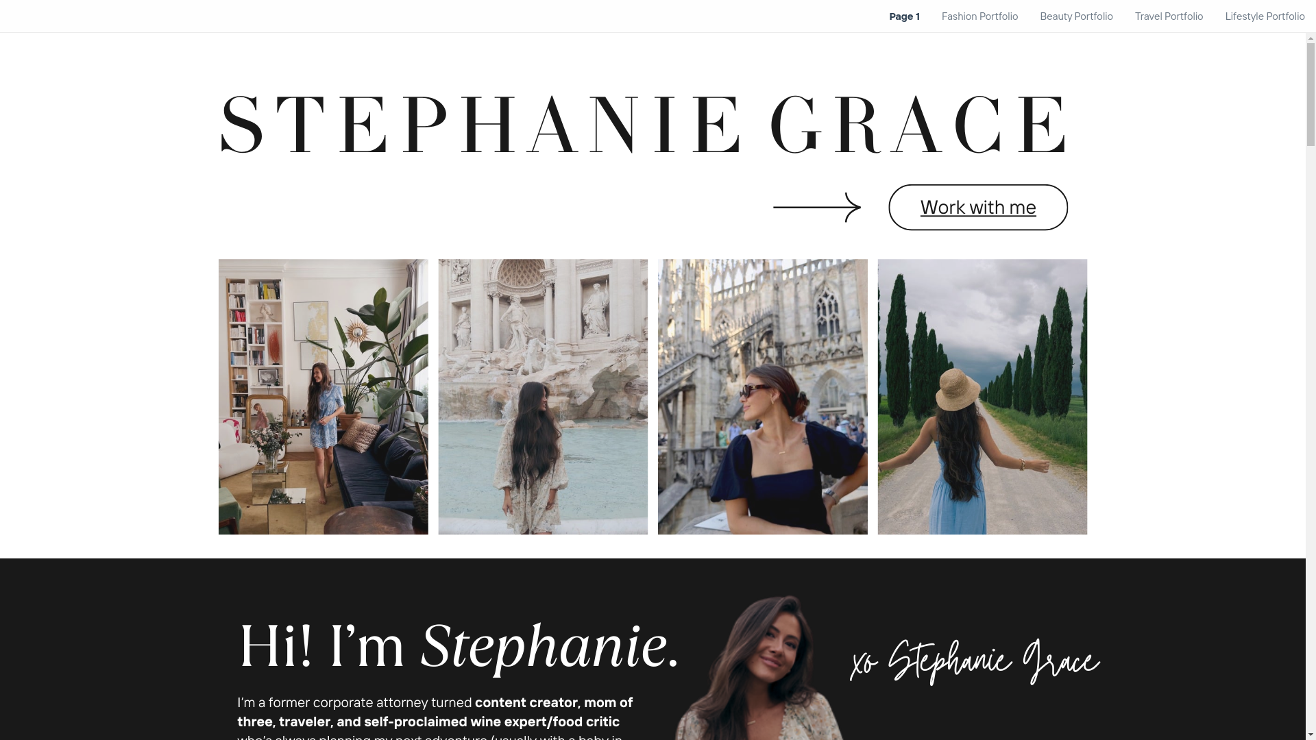 website screenshot of https://stephaniegracemedia.com/