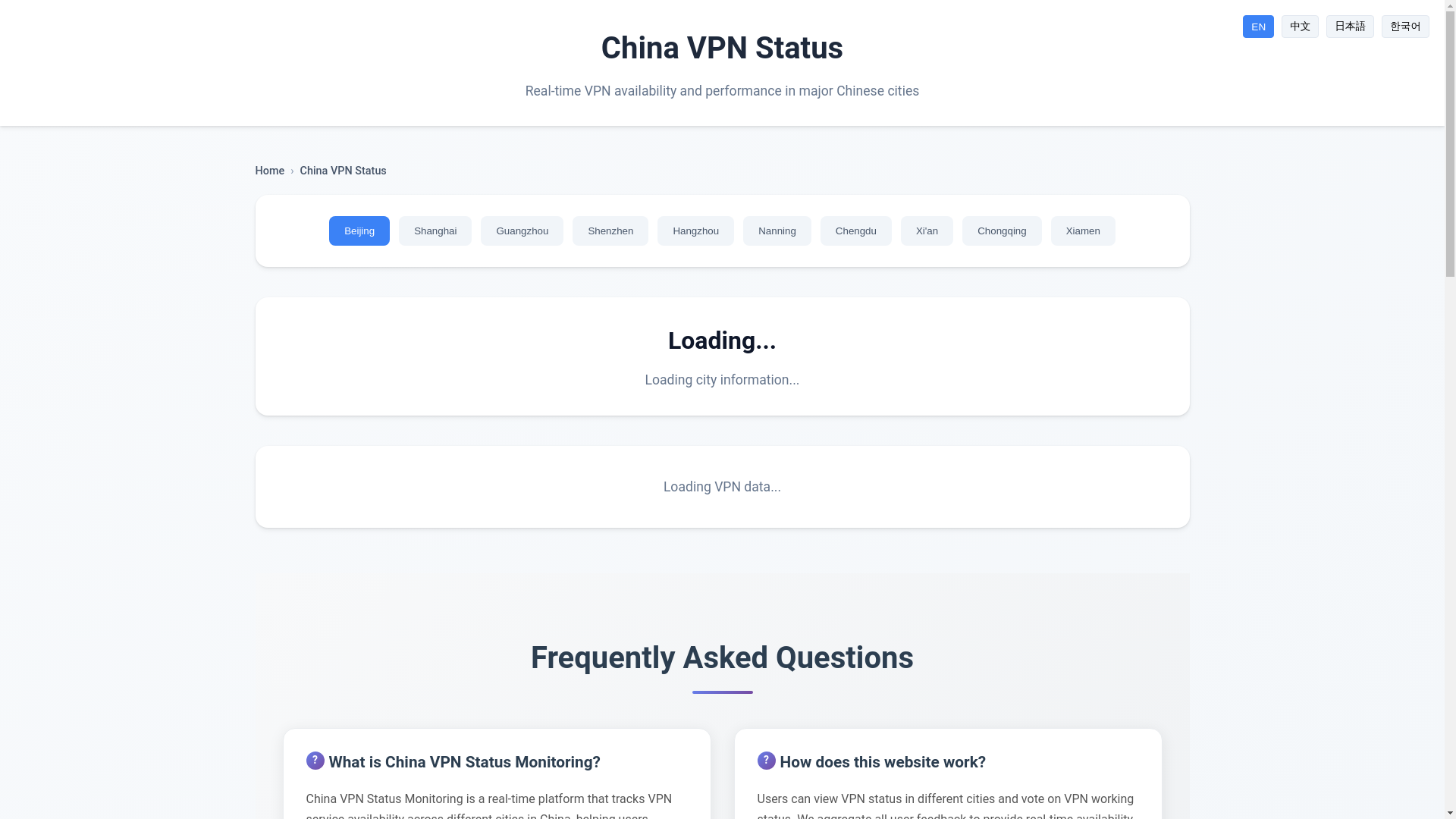 website screenshot of https://chinavpnstatus.pages.dev/