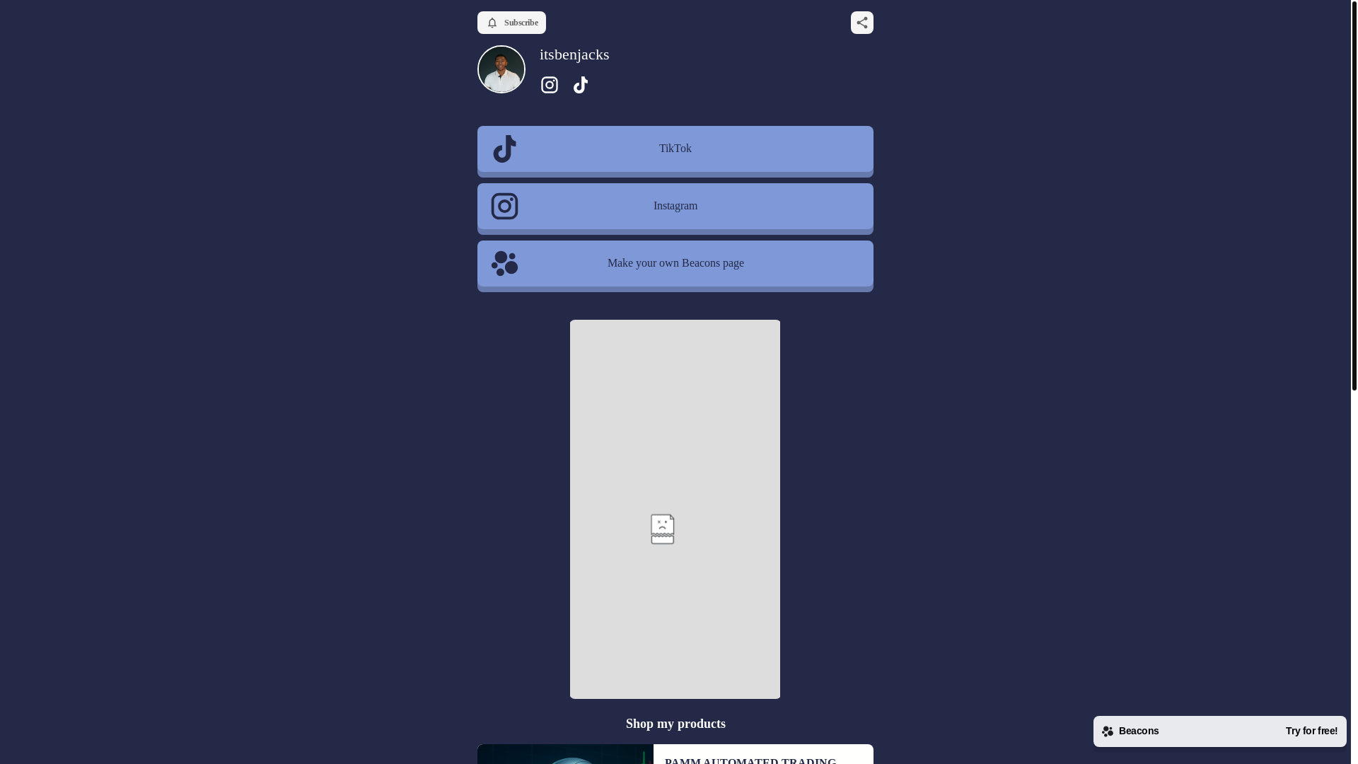website screenshot of https://itsbenjacks.com/