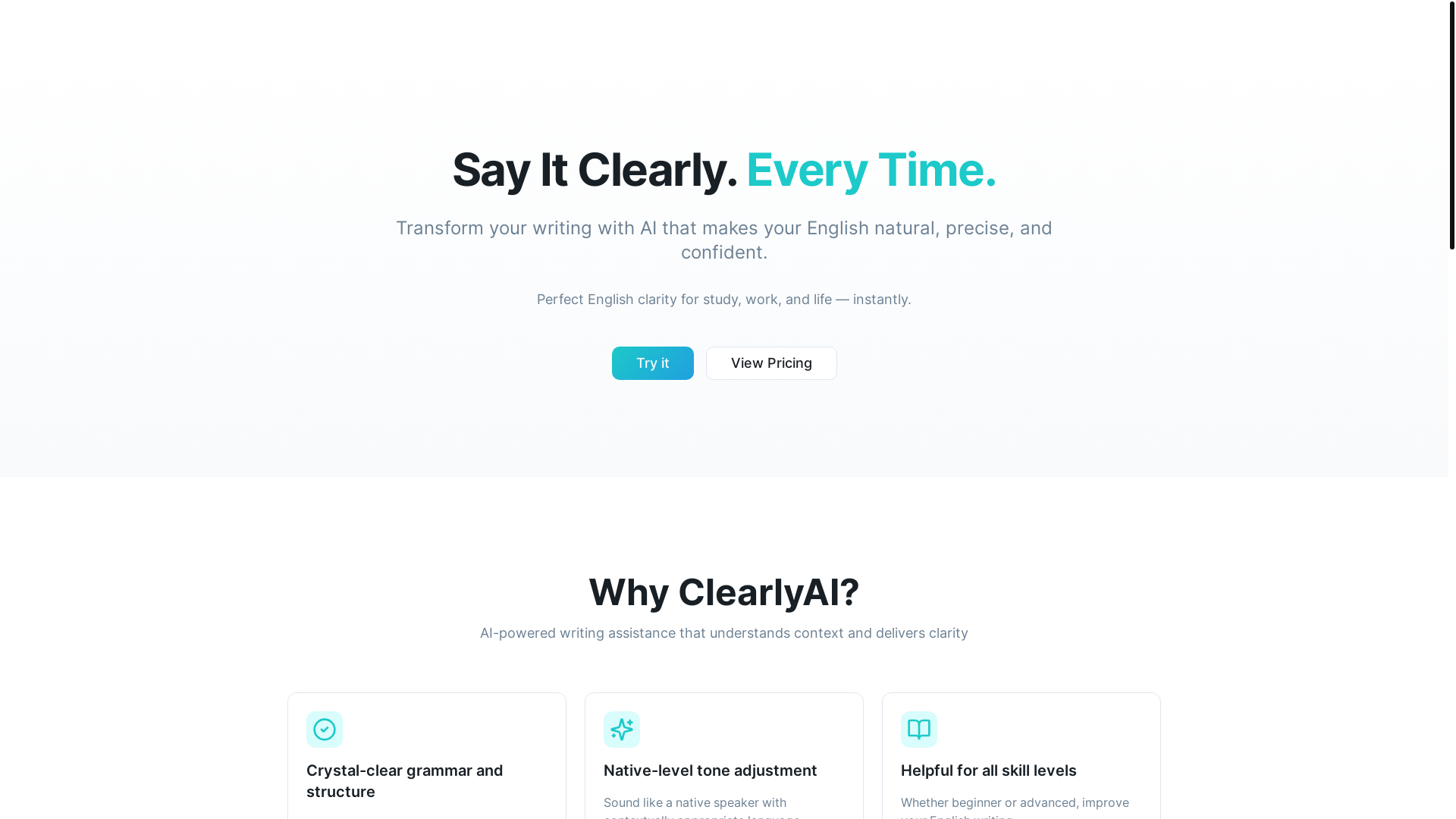website screenshot of https://zod11-clearly-ai-lang.pages.dev/