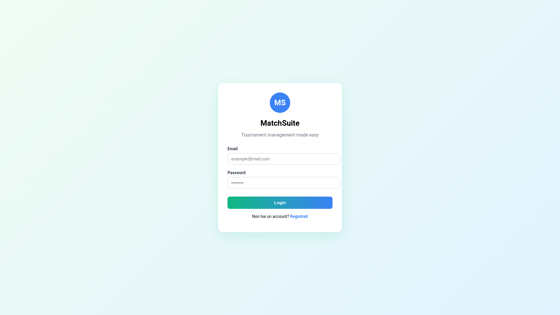 website screenshot of https://matchsuite.it/