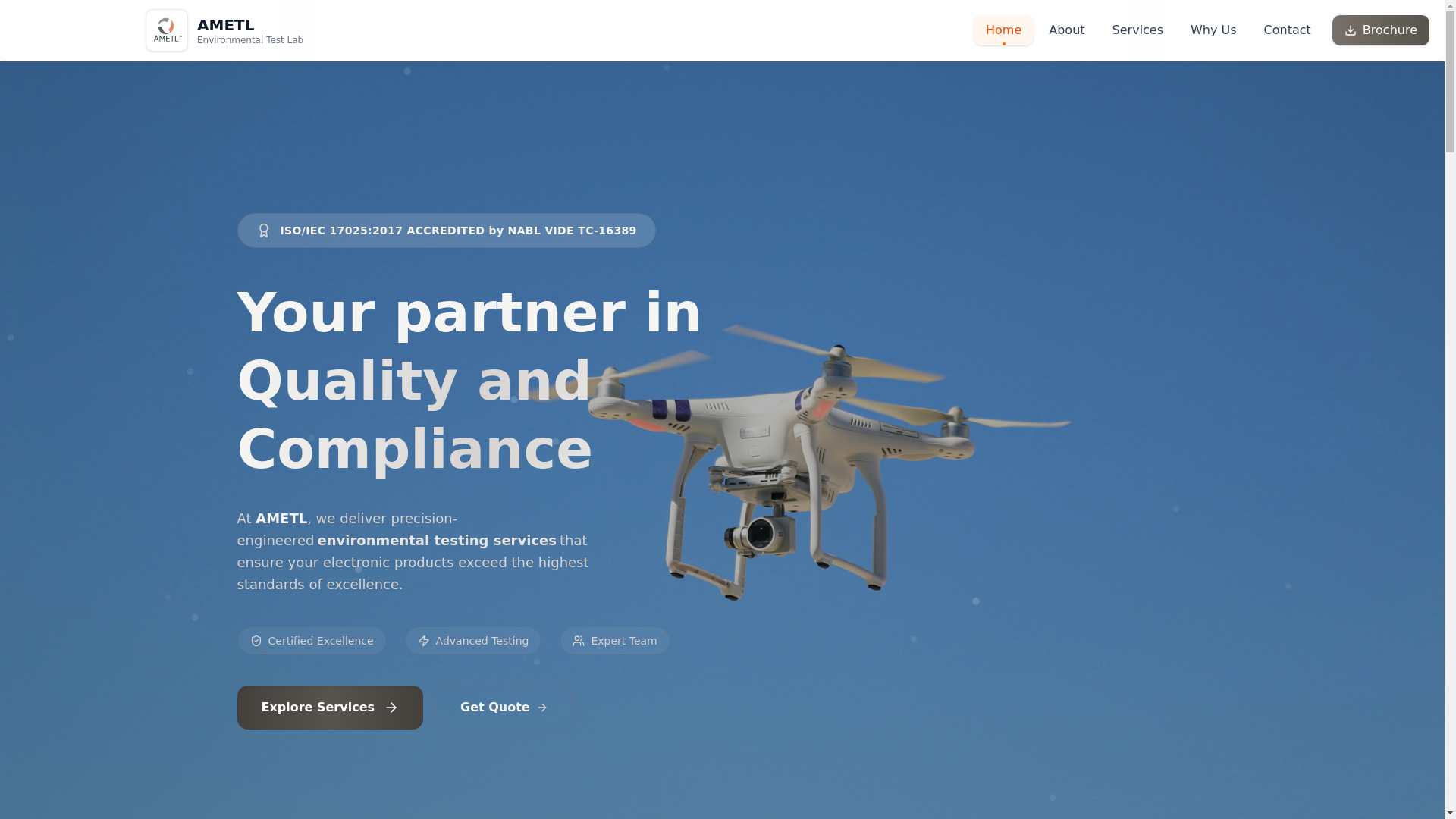 website screenshot of https://ametlindia.com/