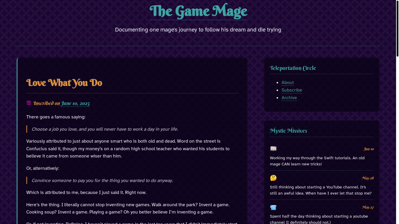 website screenshot of https://thegamemage.com/
