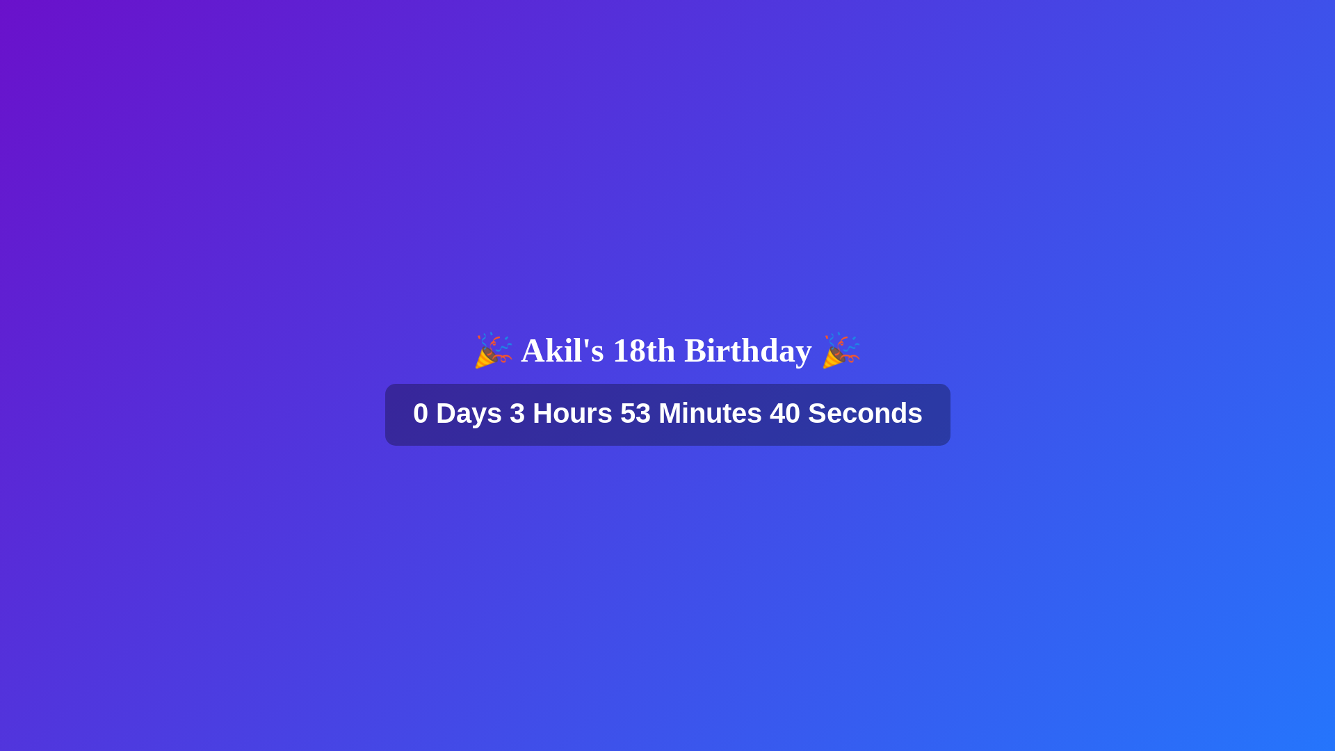 website screenshot of https://akils18birthday.pages.dev/