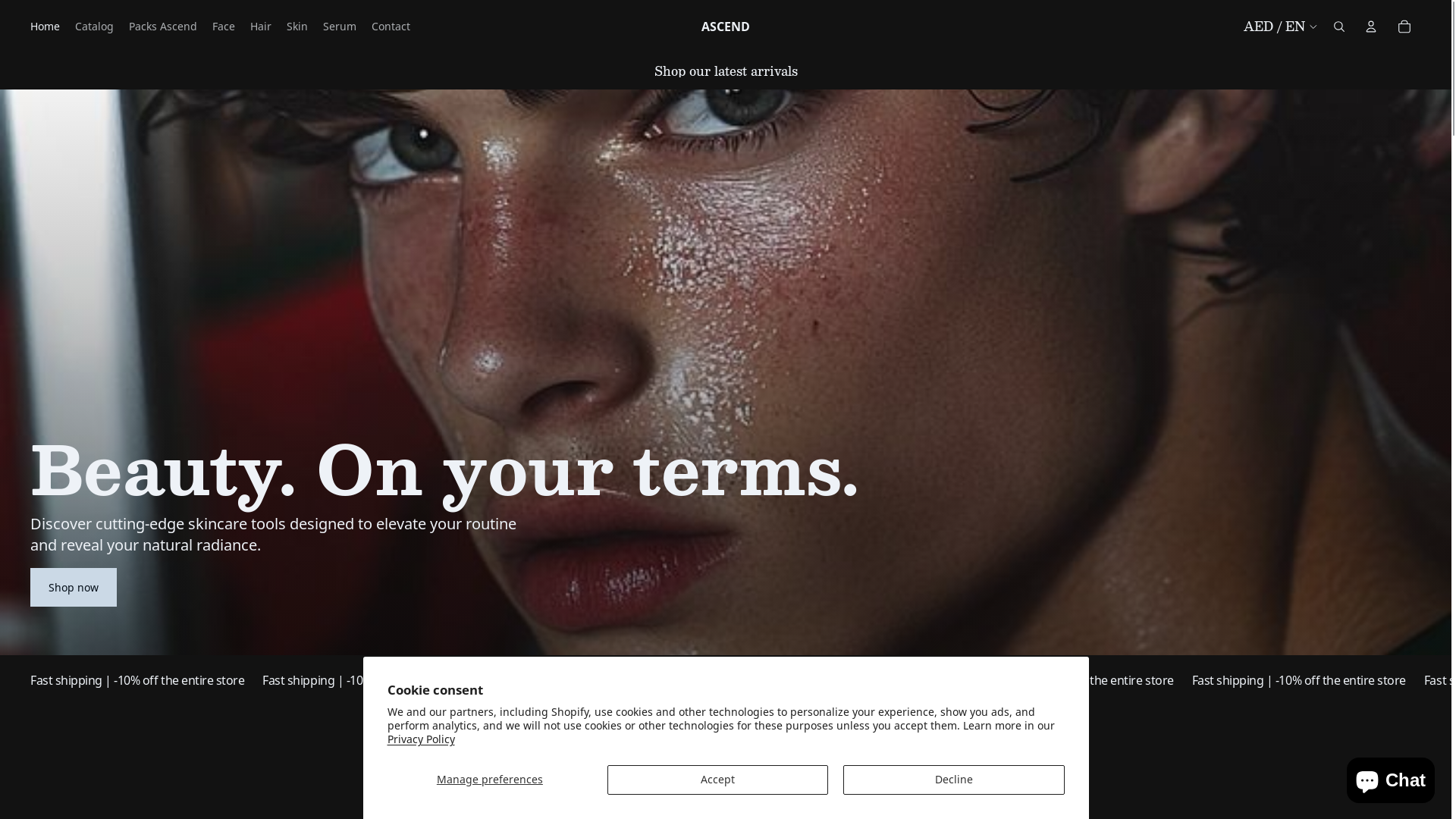 website screenshot of https://ascendskin.shop/